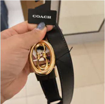 [S] COACH BLACK/GOLD CZ444 WOMEN'S CTS KSS C LTHR BELT, 196395785698 (SCO1195)