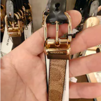 [S] COACH GOLD/TAN/BROWN CX058 18 MM CLASSIC BUCKLE CUT TO SIZE REVERSIBLE BELT, 196395558322 (SCO1196)