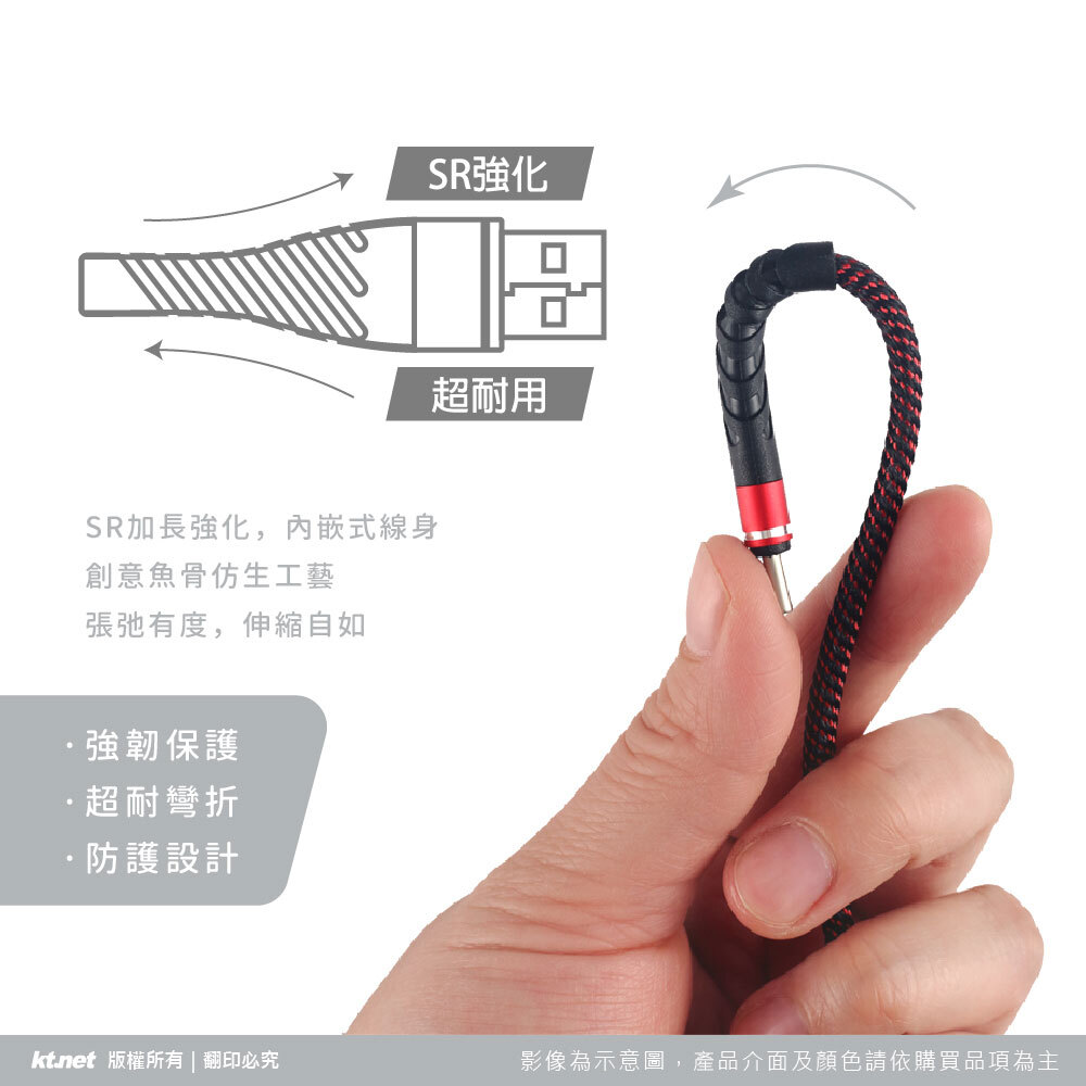 Kt.net G802 USB to TYPE C 編織線 1米 2米 2.5A