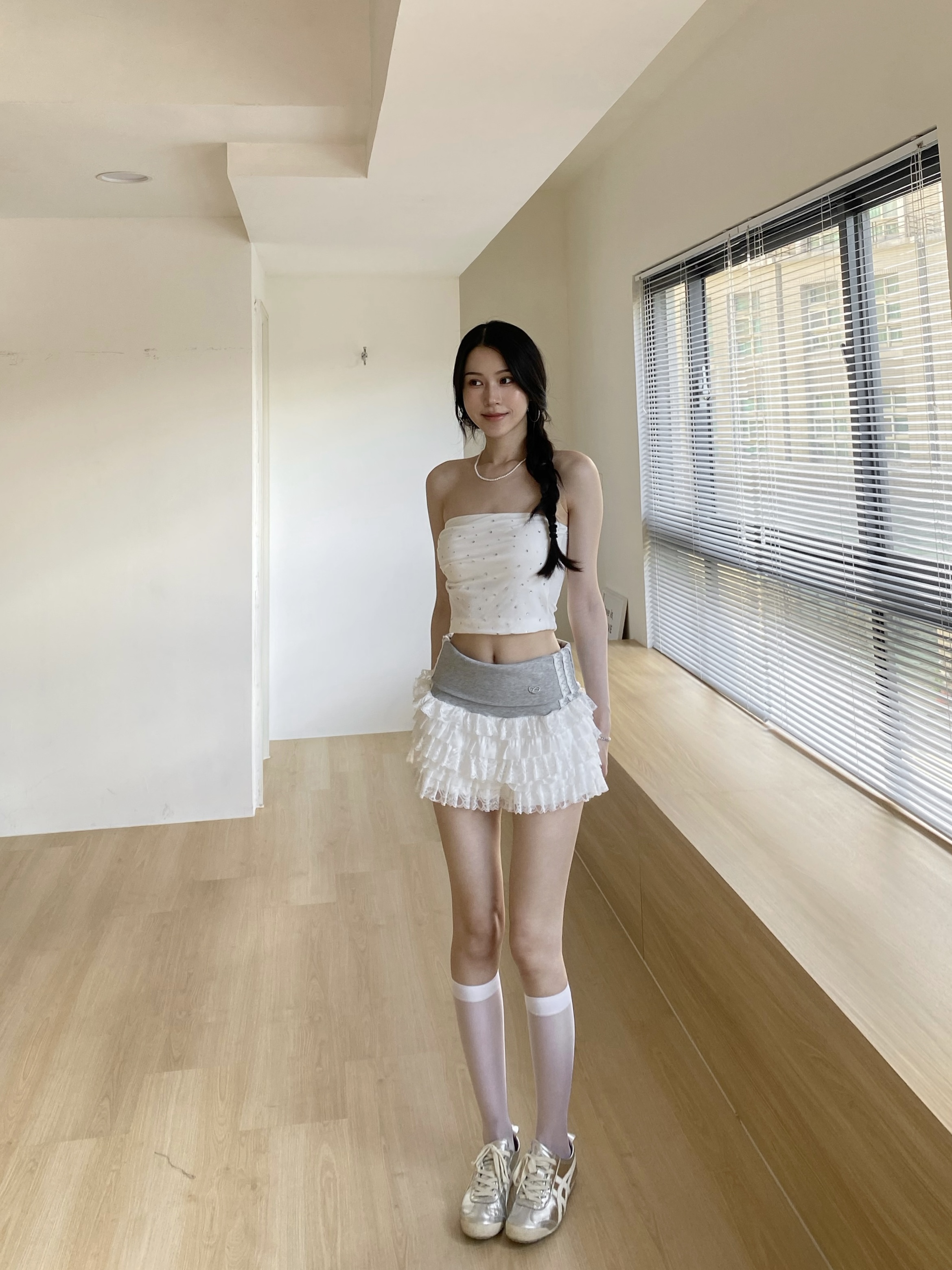 棉質拼接蕾絲蛋糕裙