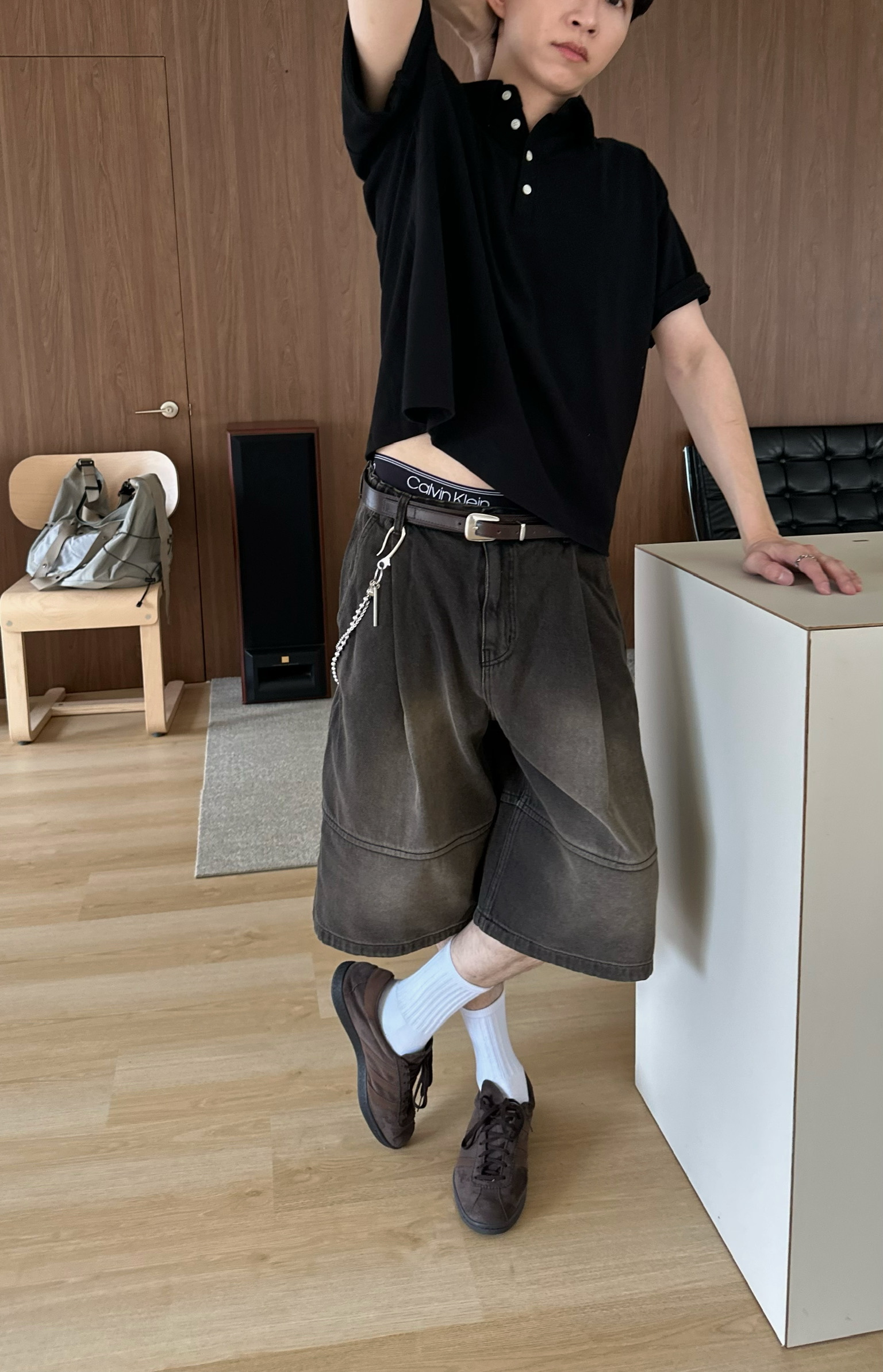 特殊色拼接牛仔短褲☝🏻