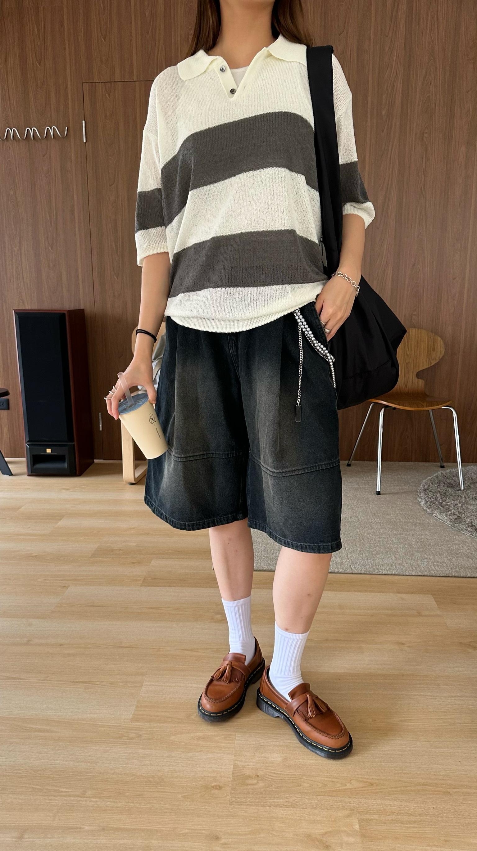 特殊色拼接牛仔短褲☝🏻