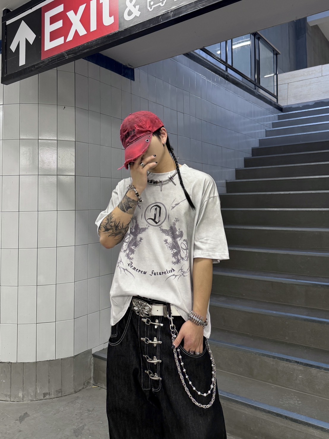 (GOAL) DCM D字 煙燻 BOXY 短寬 做舊 髒髒 水洗短tee