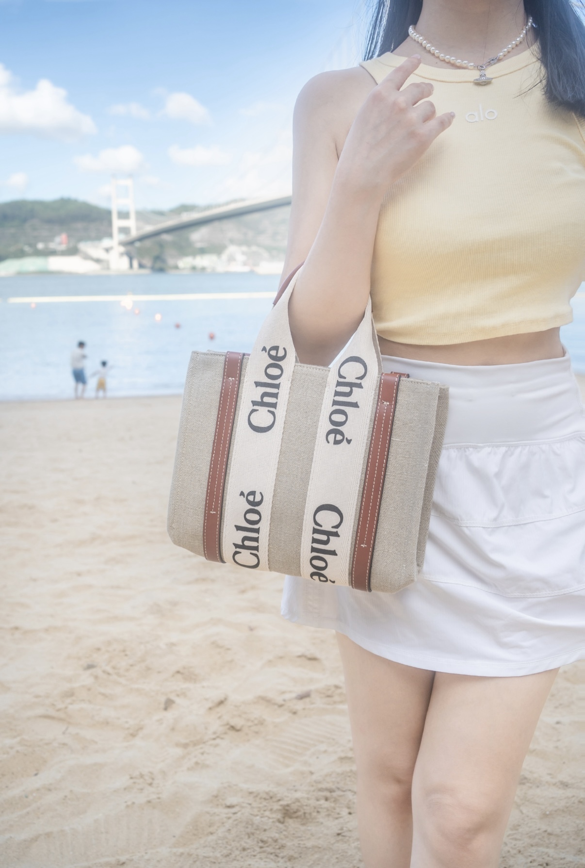 CHLOE Woody 小型 帆布拼皮革 托特手袋 Tote Bag (第三代)