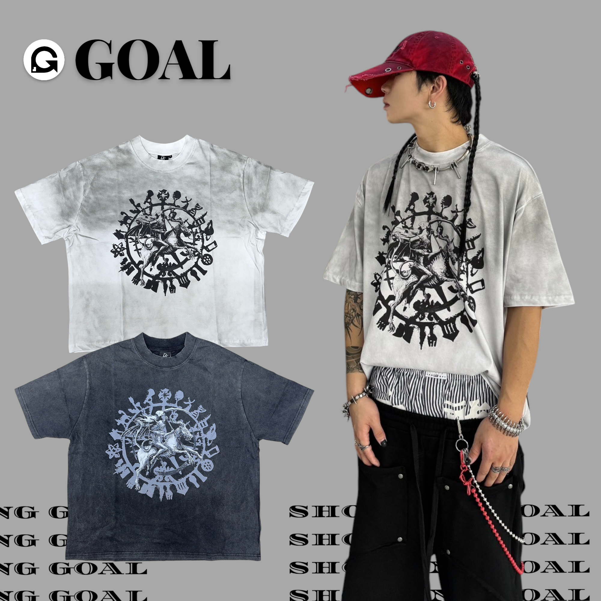 (GOAL) DCM 惡魔 BOXY 短寬 做舊 髒髒 水洗 短T