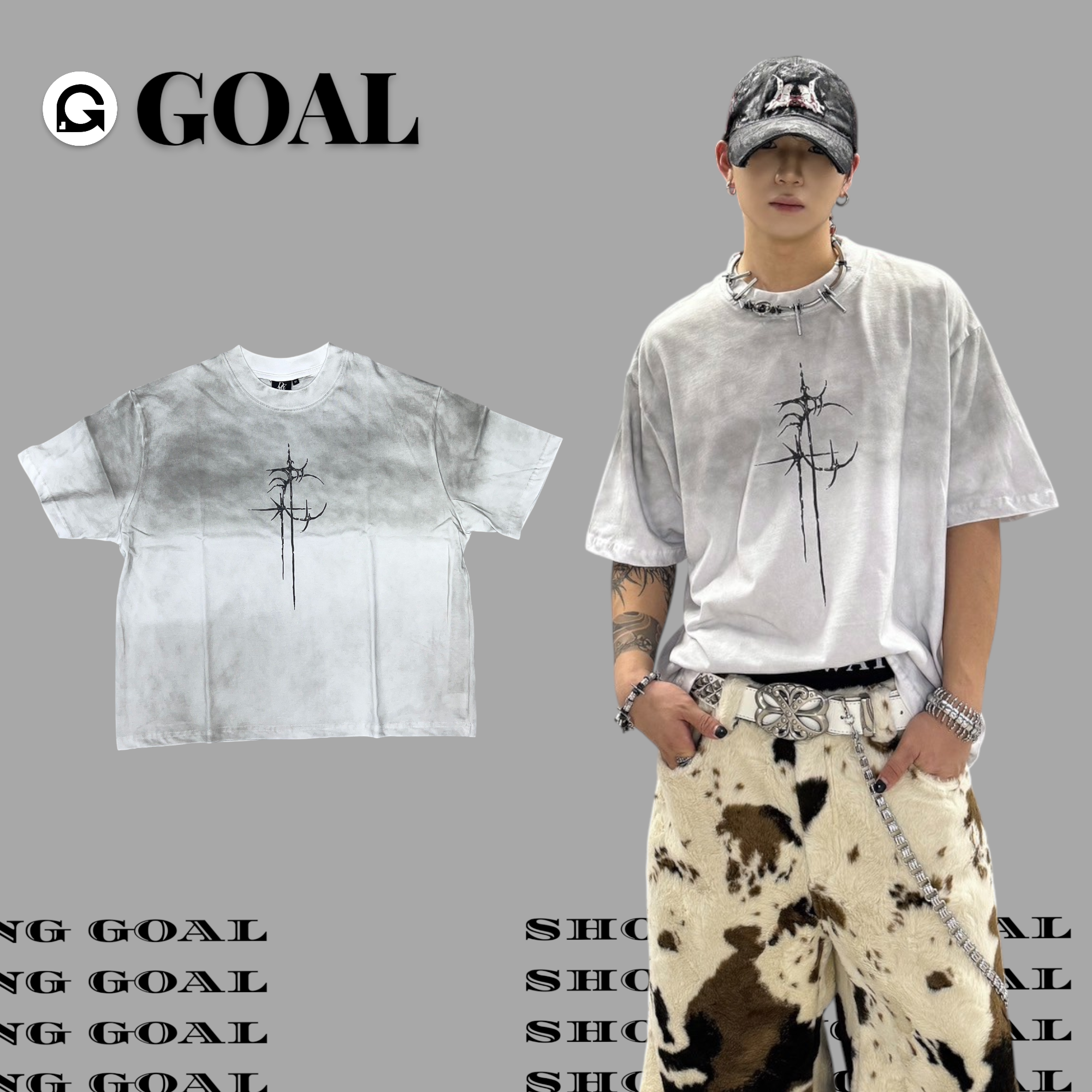 (GOAL) DCM 月牙 BOXY 短寬 做舊 髒髒 水洗 短袖