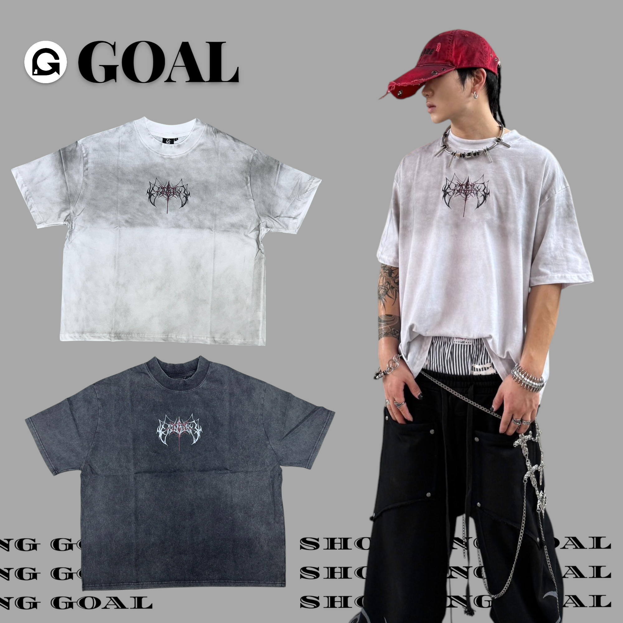 (GOAL) DCM 做舊 髒髒 水洗 符紋 BOXY 短寬 短袖