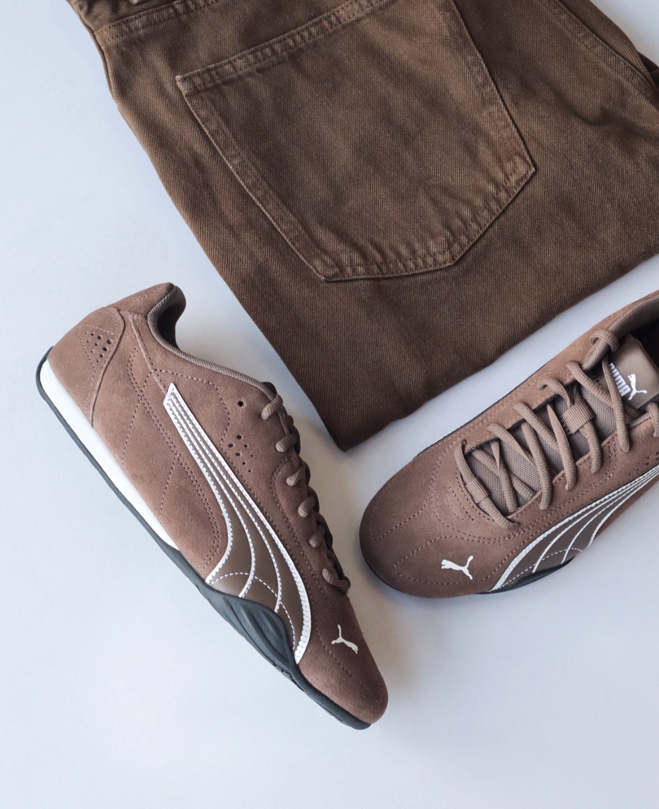 PUMA Catch SD White/Brown 賽車鞋 薄底鞋 白/棕兩色