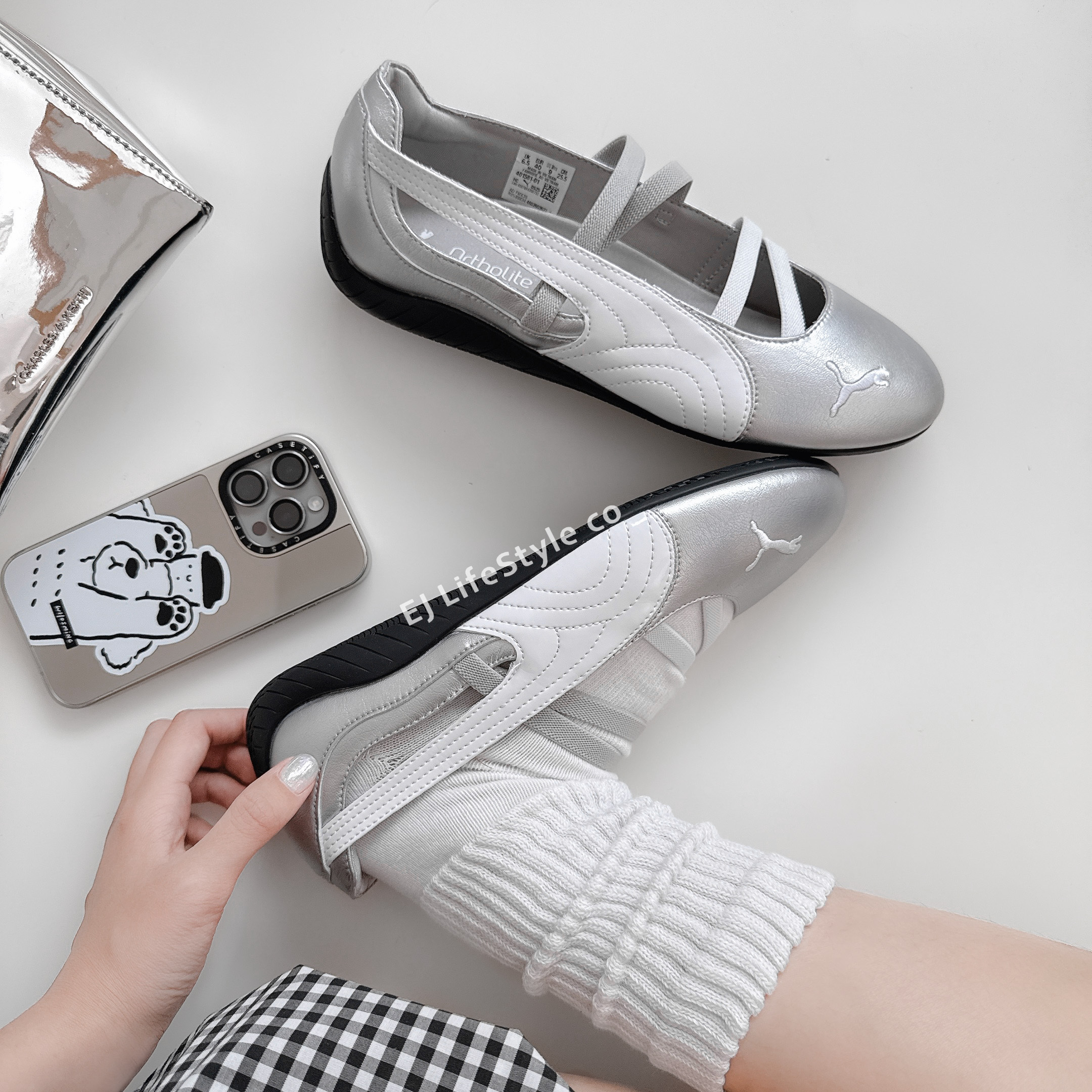 PUMA SPEEDCAT BALLET 賽車鞋 芭蕾舞鞋 涼鞋 白銀 金屬銀 灰銀 女鞋 401581-01 / 現貨