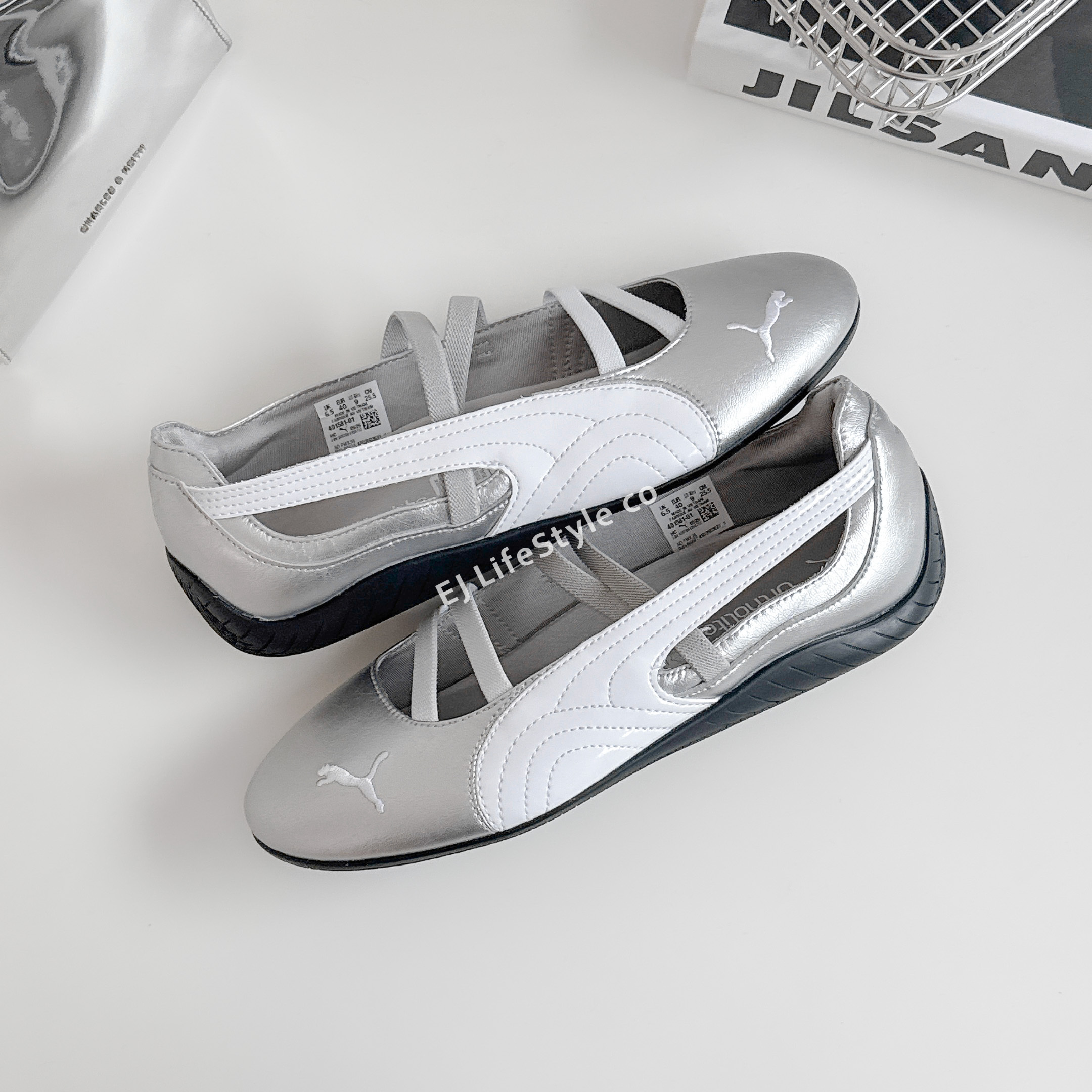 PUMA SPEEDCAT BALLET 賽車鞋 芭蕾舞鞋 涼鞋 白銀 金屬銀 灰銀 女鞋 401581-01 / 現貨