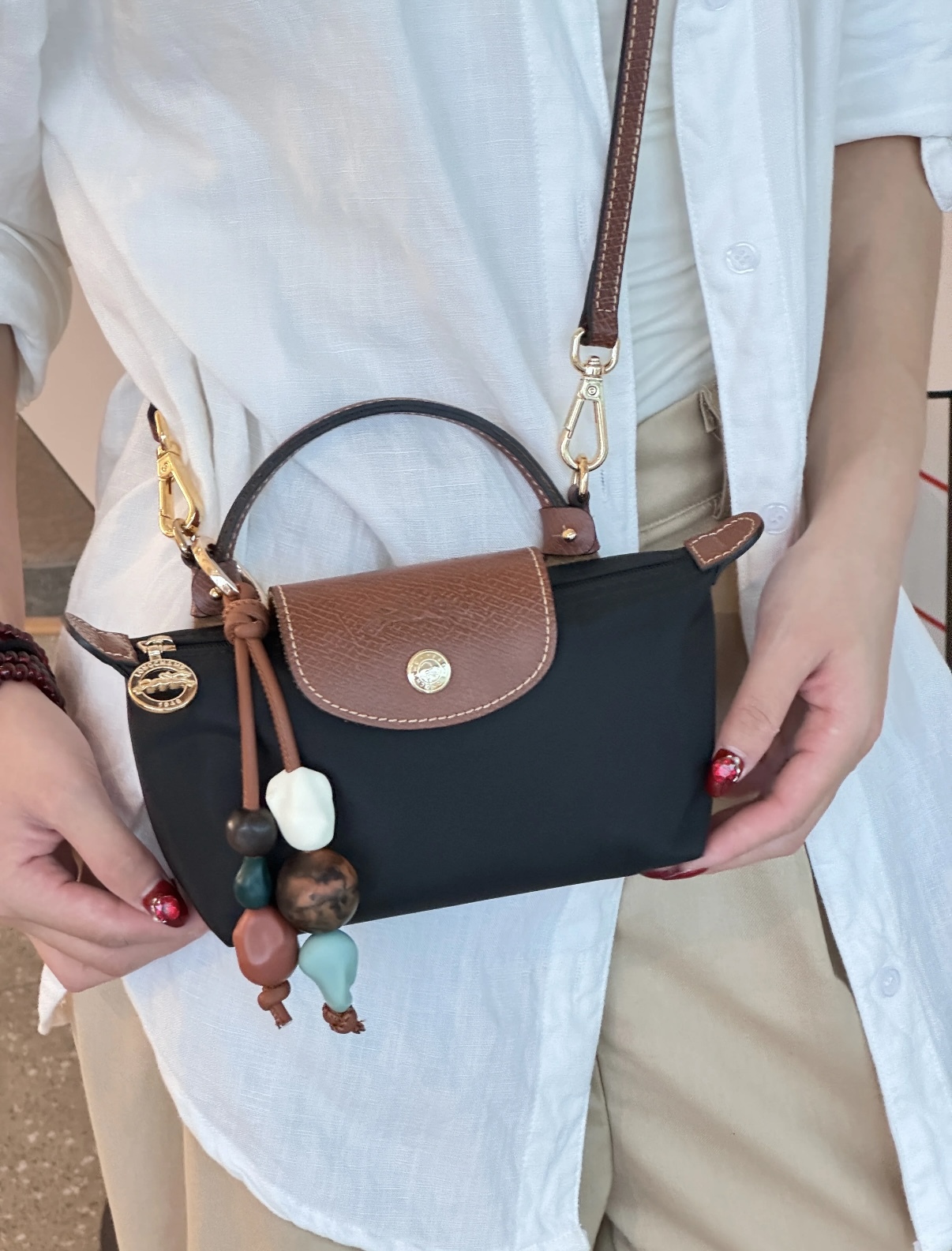 Longchamp Le Pliage 17 短柄 餃子包 深藍色