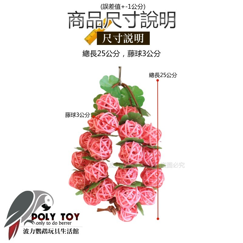 草莓纍纍果串 鸚鵡玩具 鸚鵡啃咬玩具 波力鸚鵡玩具生活館