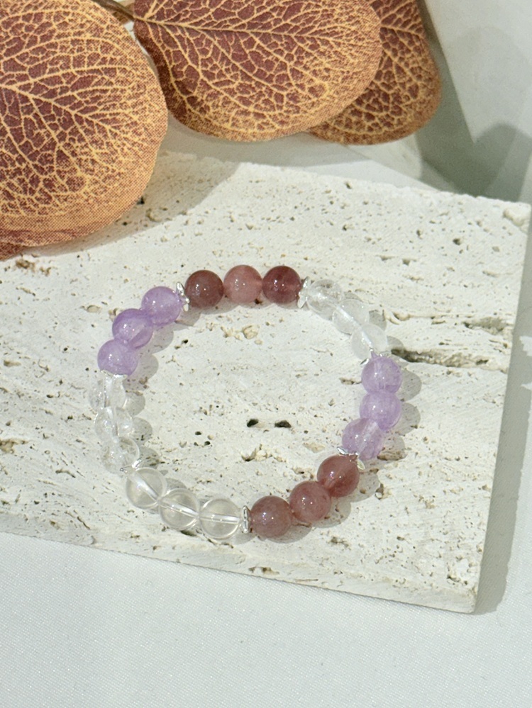 C068-愛的和弦｜馬粉水晶 × 薰衣紫水晶 × 粉水晶 × 爆閃白水晶手鍊【預購】