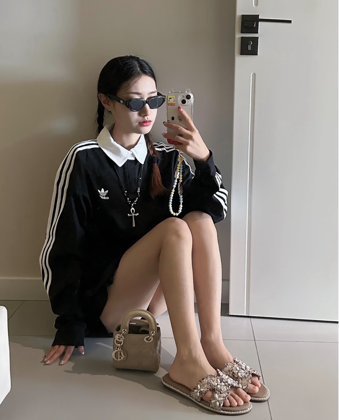 adidas ADICOLOR 黑色條紋長袖Polo衫 男款 美式學院風復古上衣Aug25