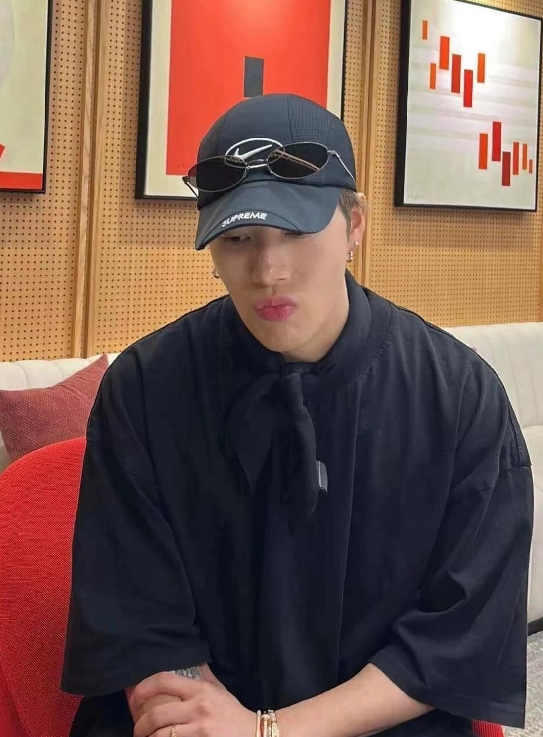 Supreme x Nike  黑色鴨舌帽 男女同款 情侶款 王嘉爾同款 防曬透氣機能鴨舌帽 Aug25