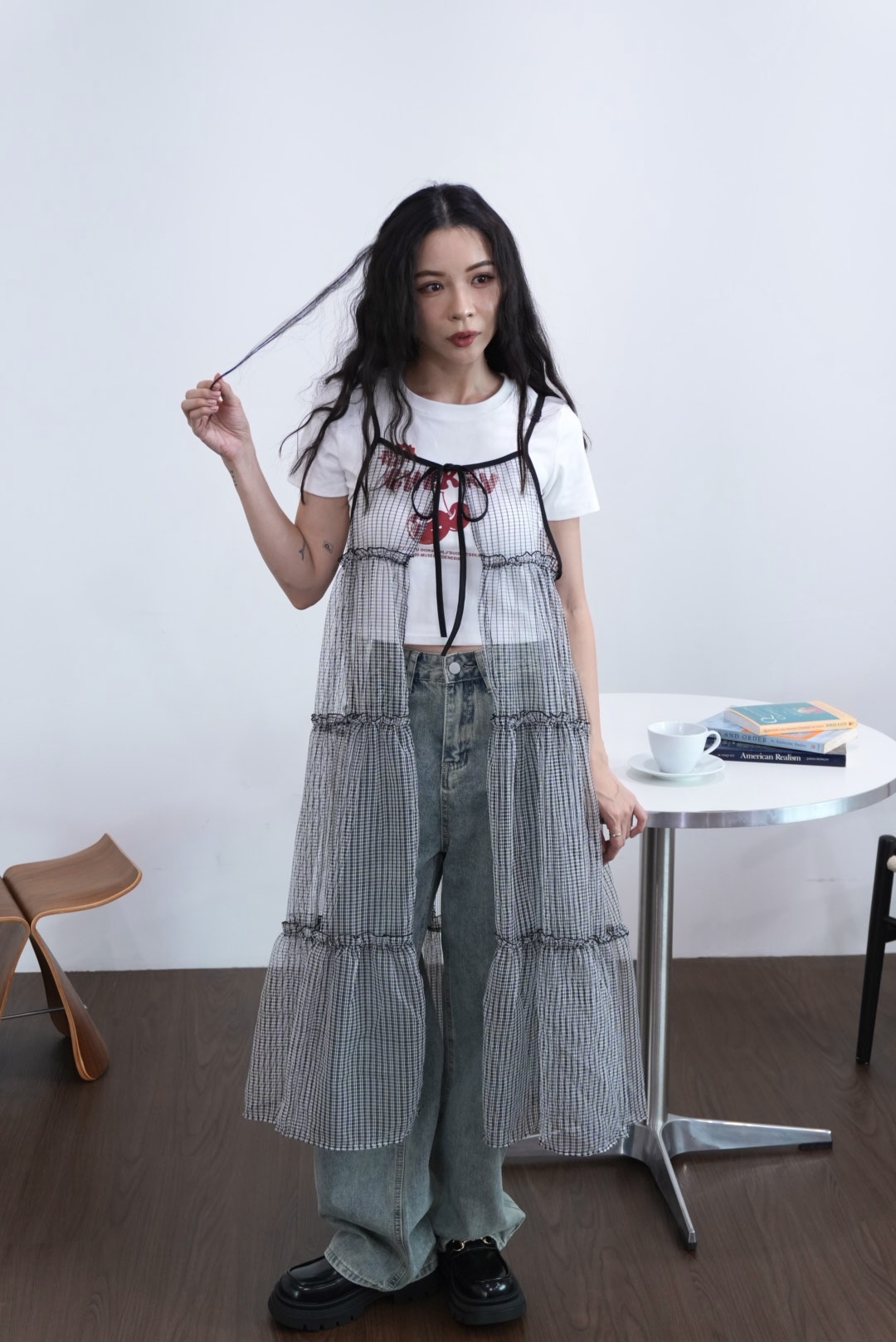 玻璃感長罩衫洋