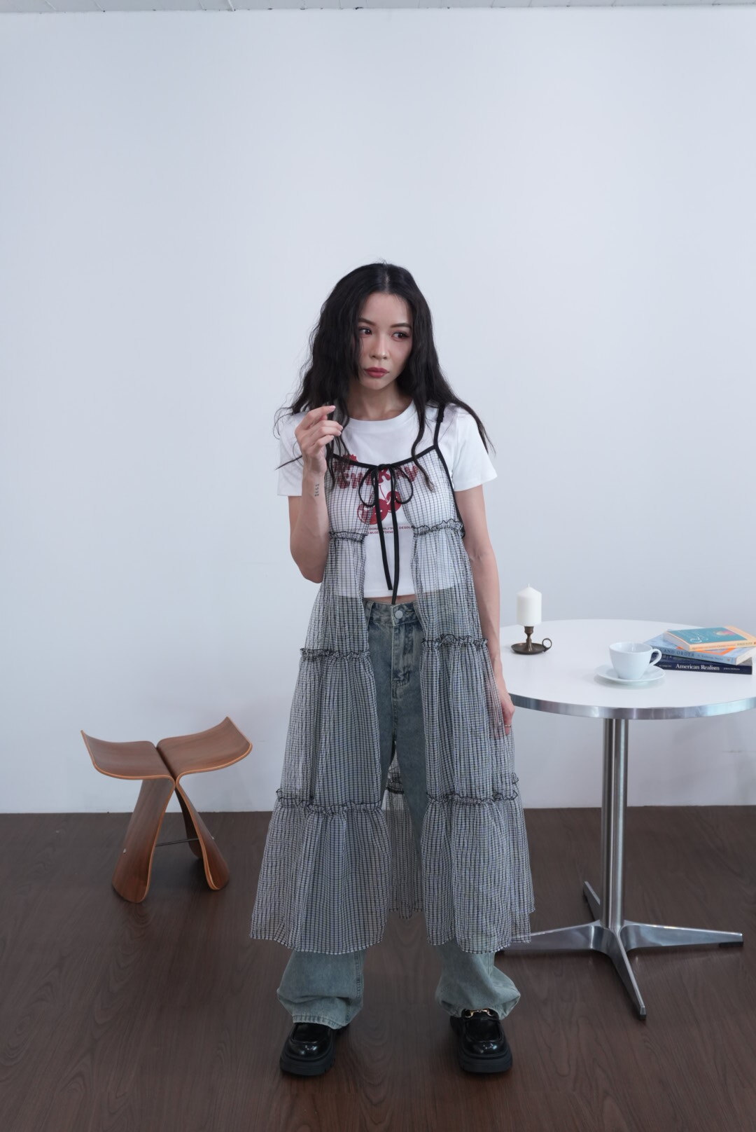 玻璃感長罩衫洋