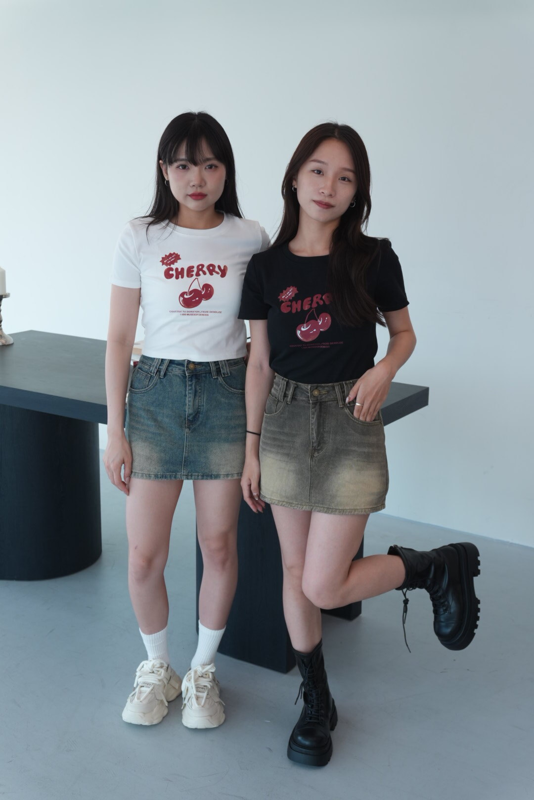 百搭刷色牛仔短裙