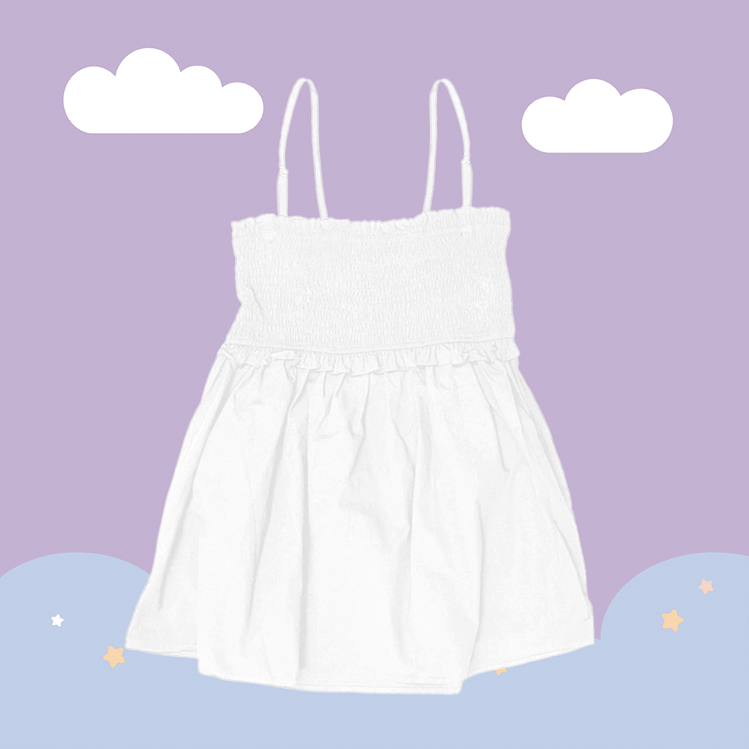 こ♡こ 彈性皺摺細肩傘擺背心