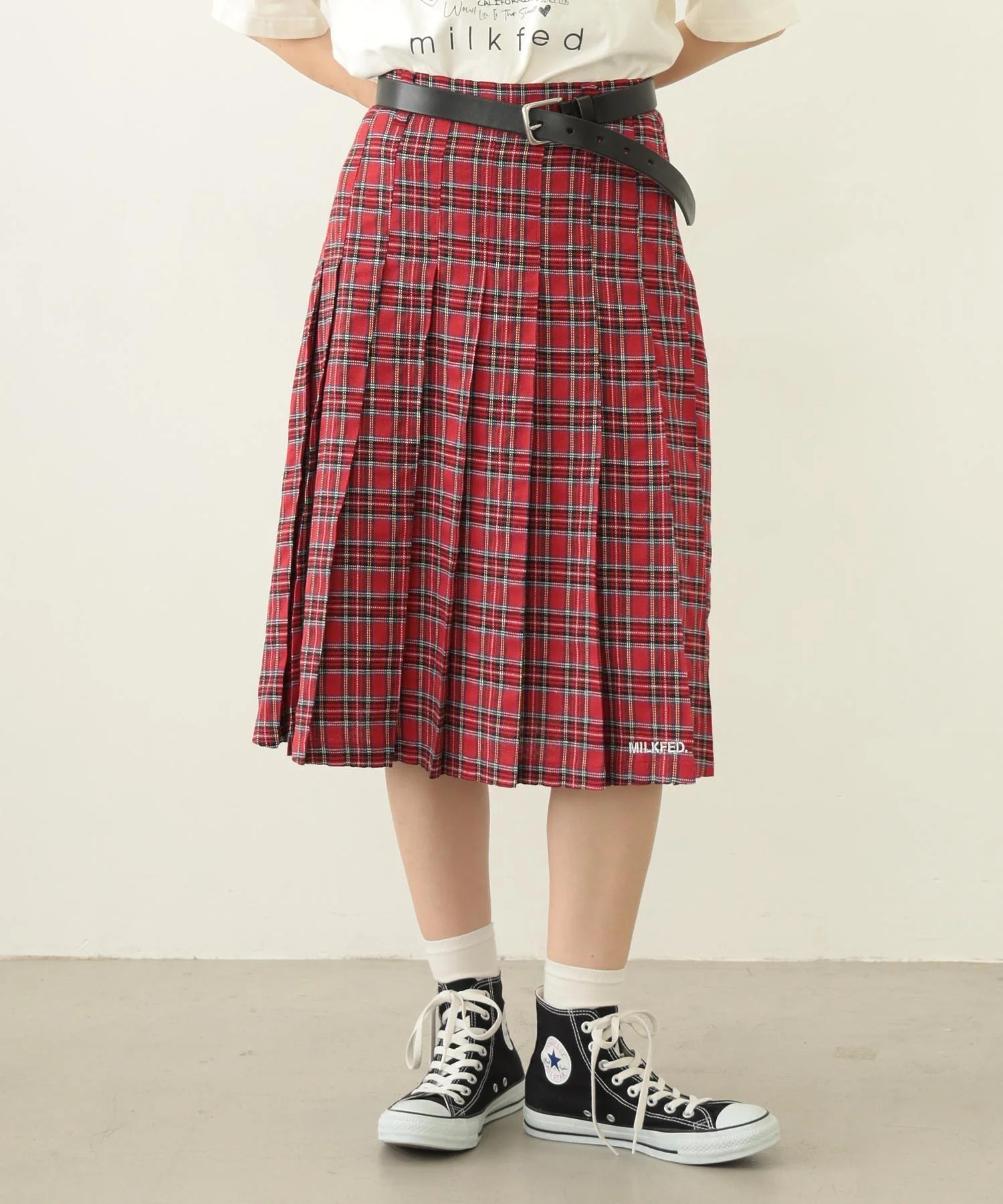 MILKFED PLEATED PLAID SKIRT