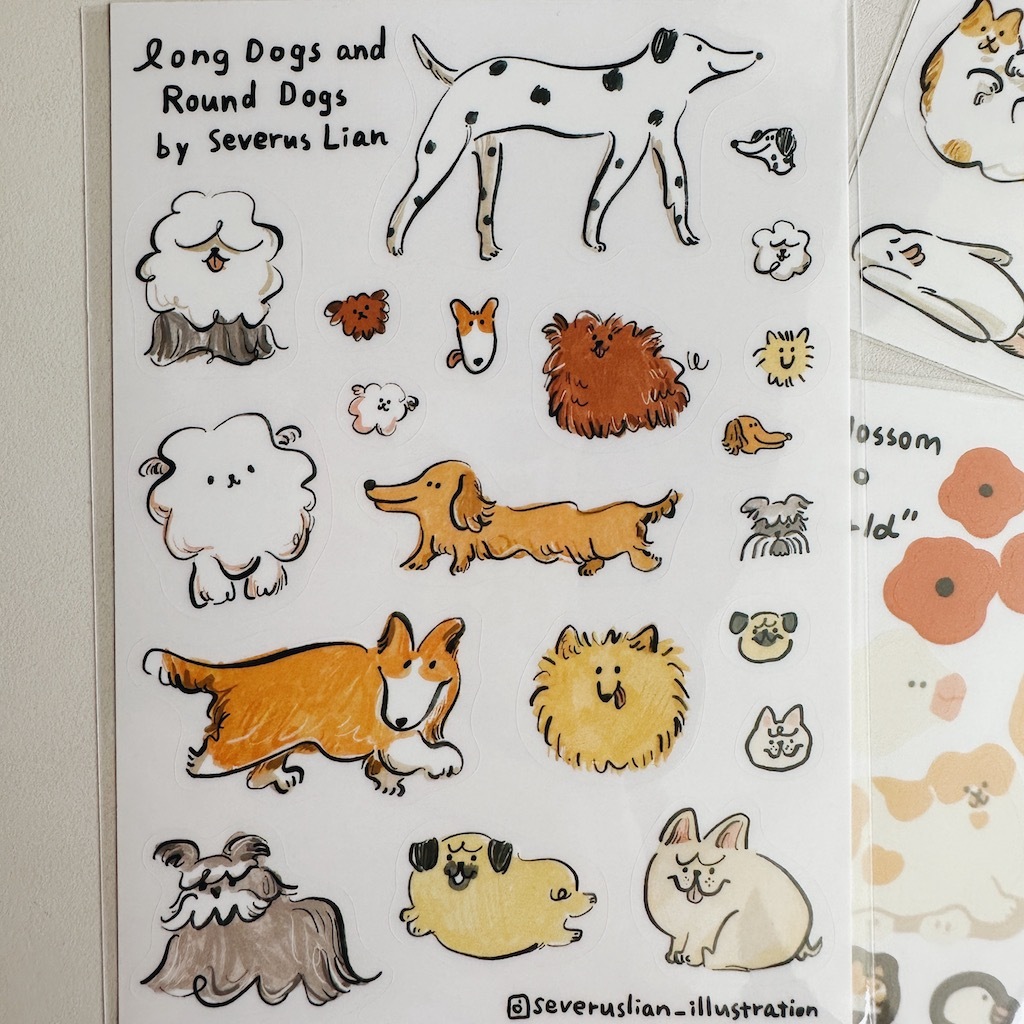 長狗圓狗 防水透明貼紙｜SEVERUS LIAN 里恩太太