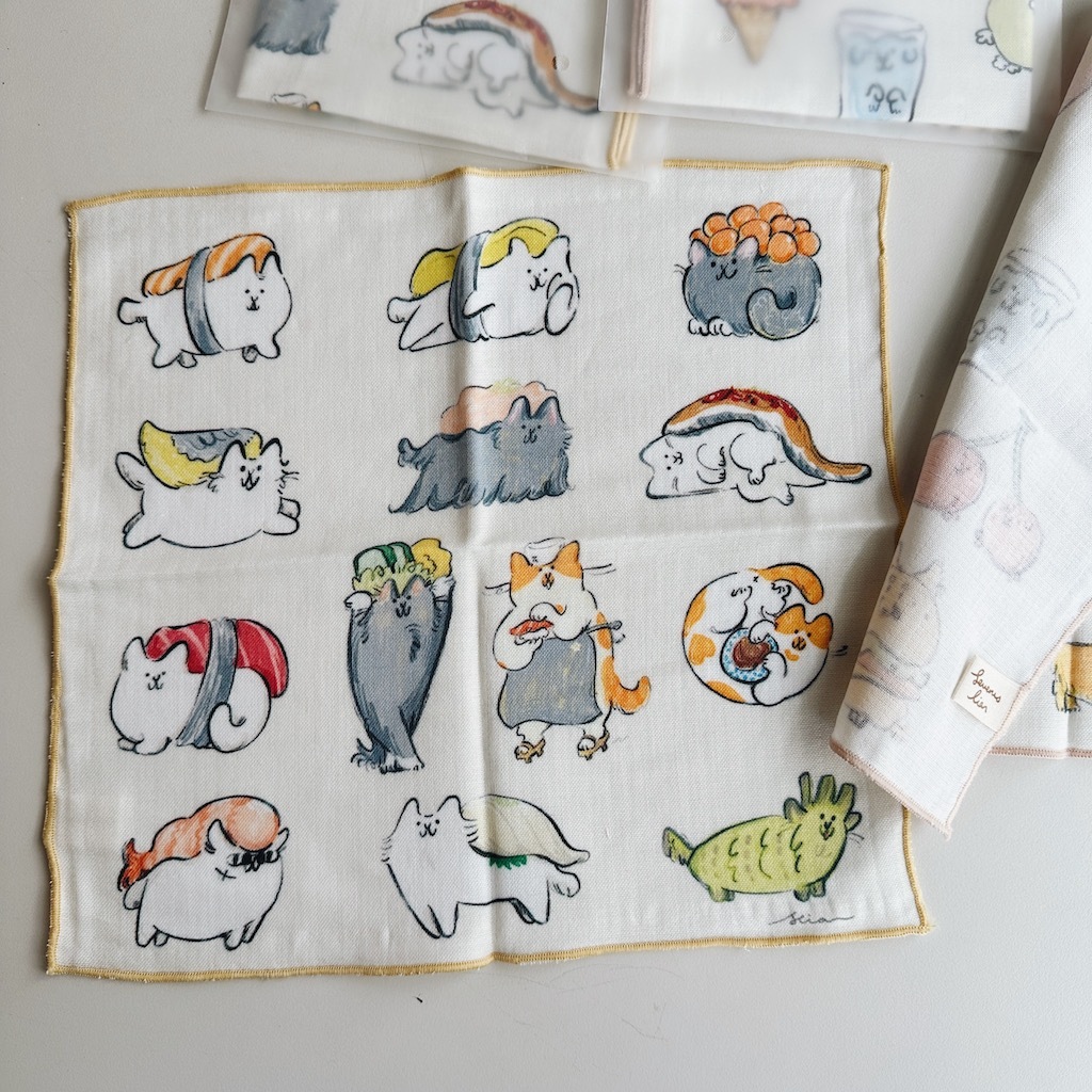 壽司貓 三重紗手帕｜SEVERUS LIAN 里恩太太