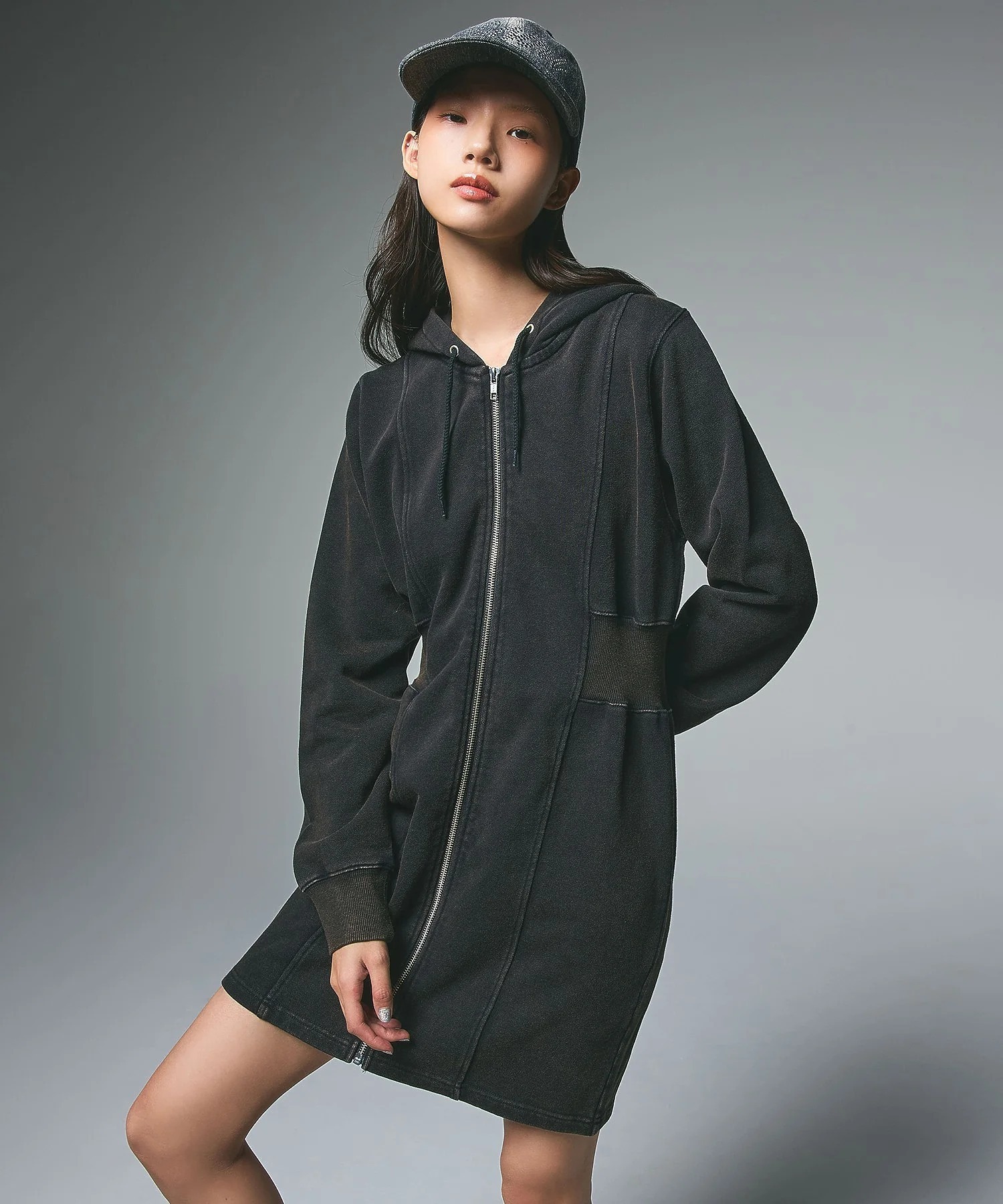 X-girl DUSTY ZIP UP SWEAT HOODIE DRESS