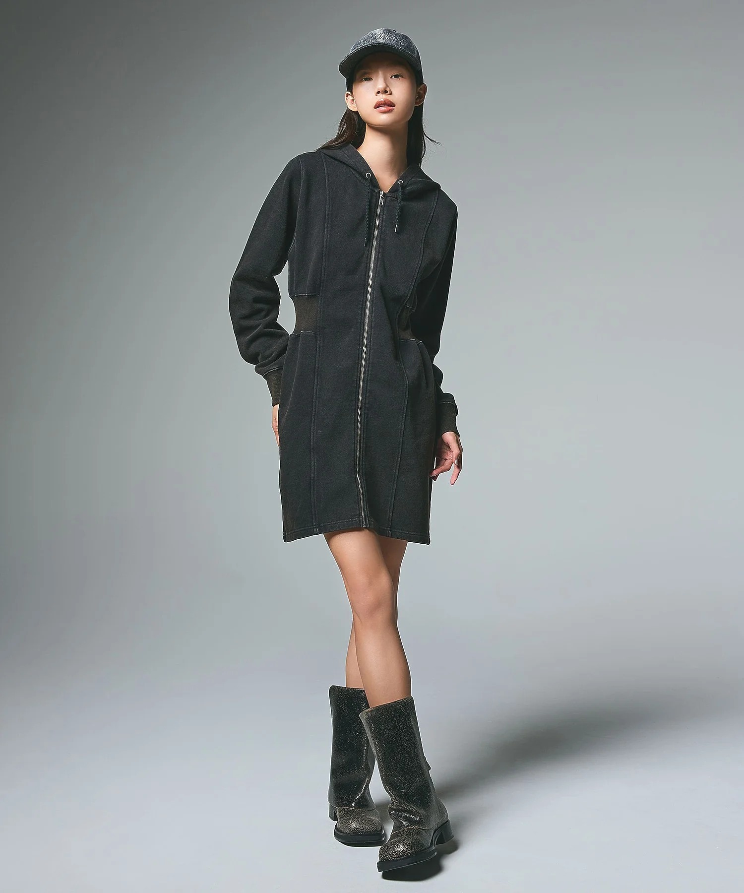 X-girl DUSTY ZIP UP SWEAT HOODIE DRESS