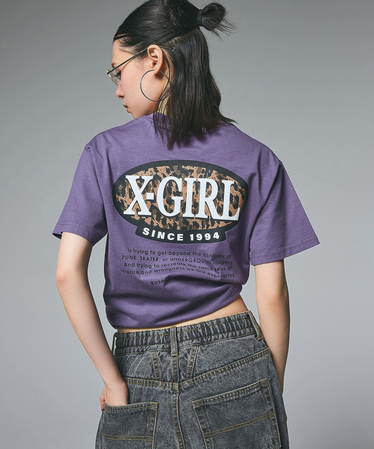 X-girl LEOPARD OVAL LOGO S/S TEE