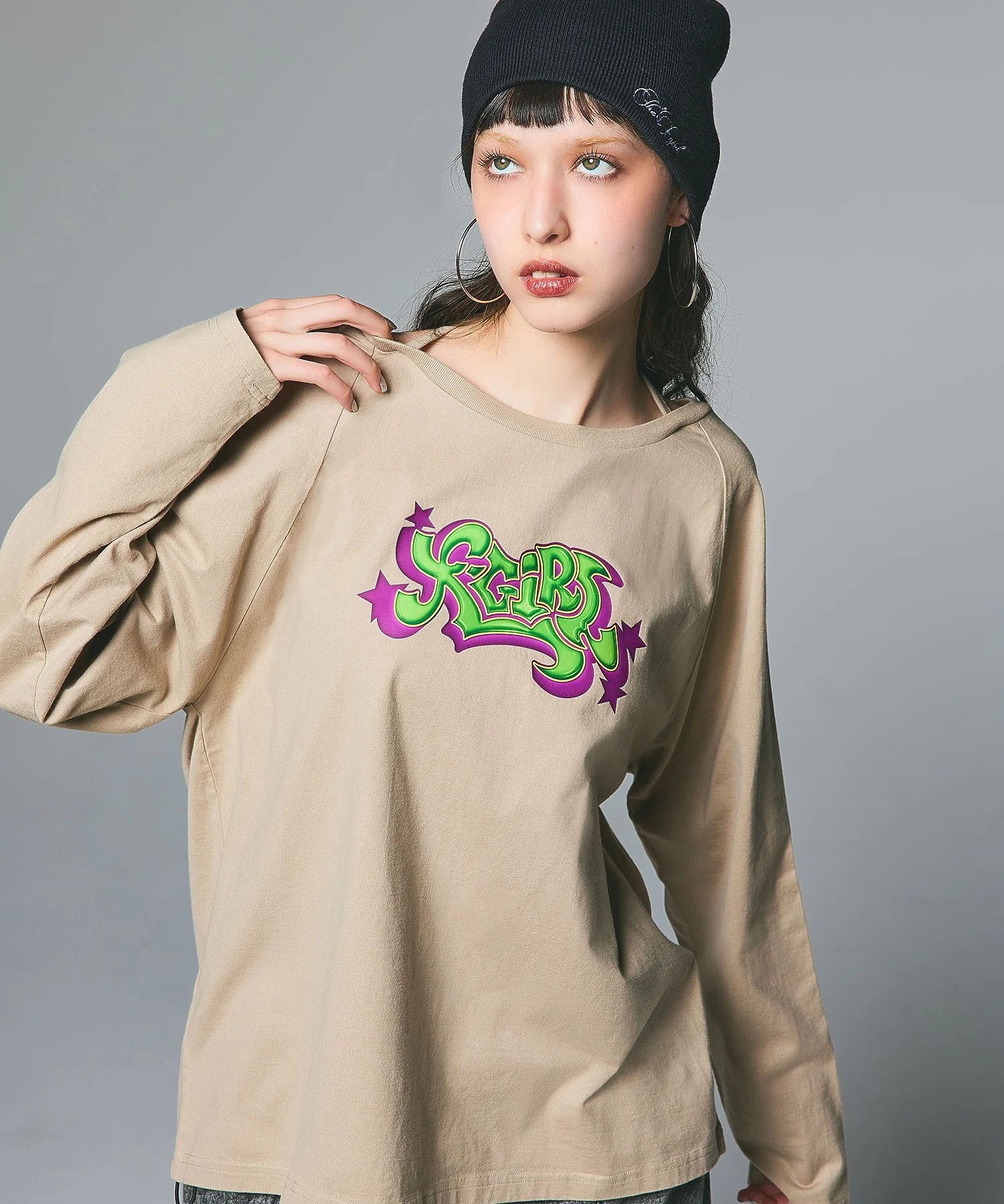 X-girl STAR LOGO HALTERNECK L/S TEE