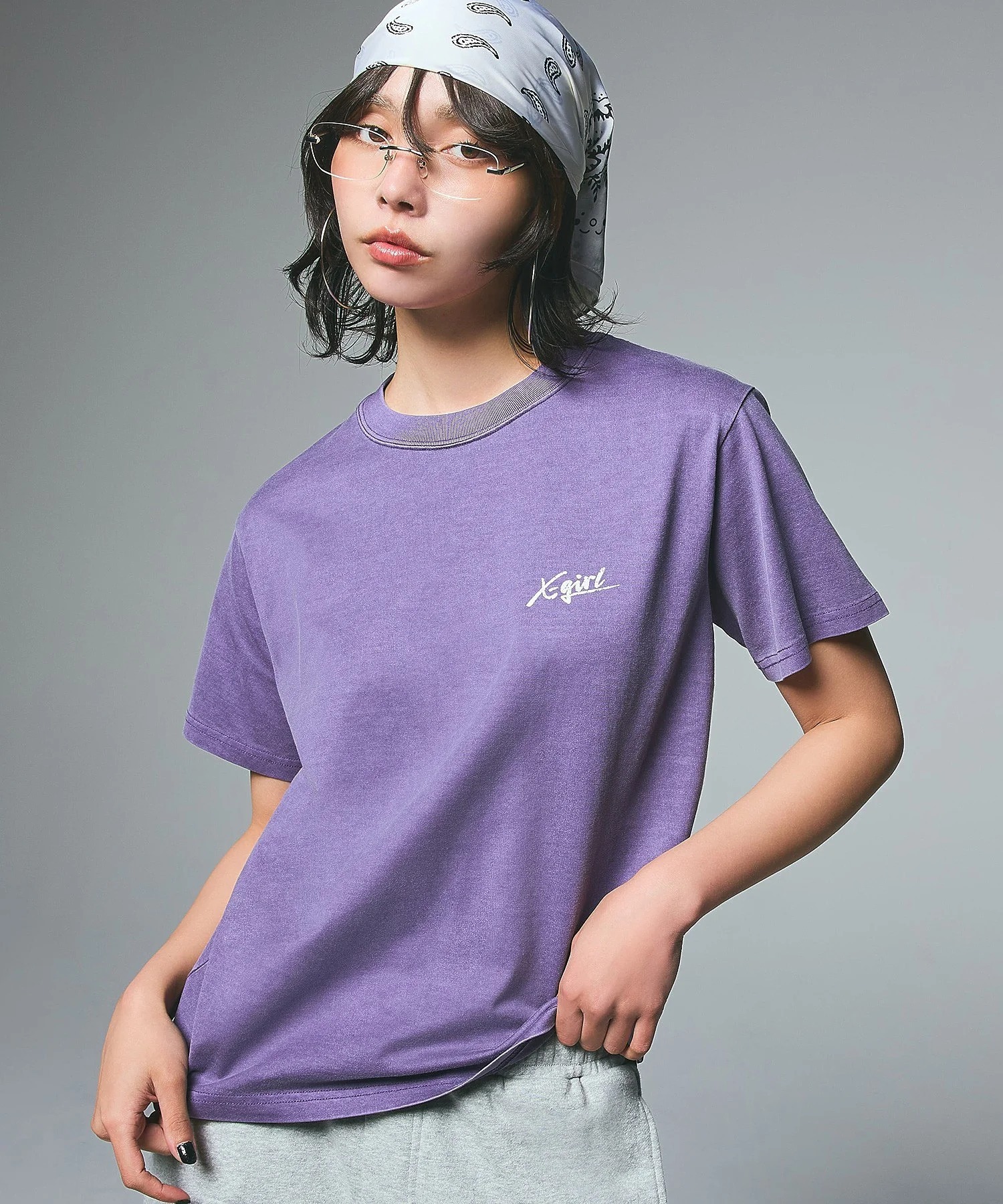 X-girl PIGMENT DYED CIRCLE TEXT LOGO S/S TEE