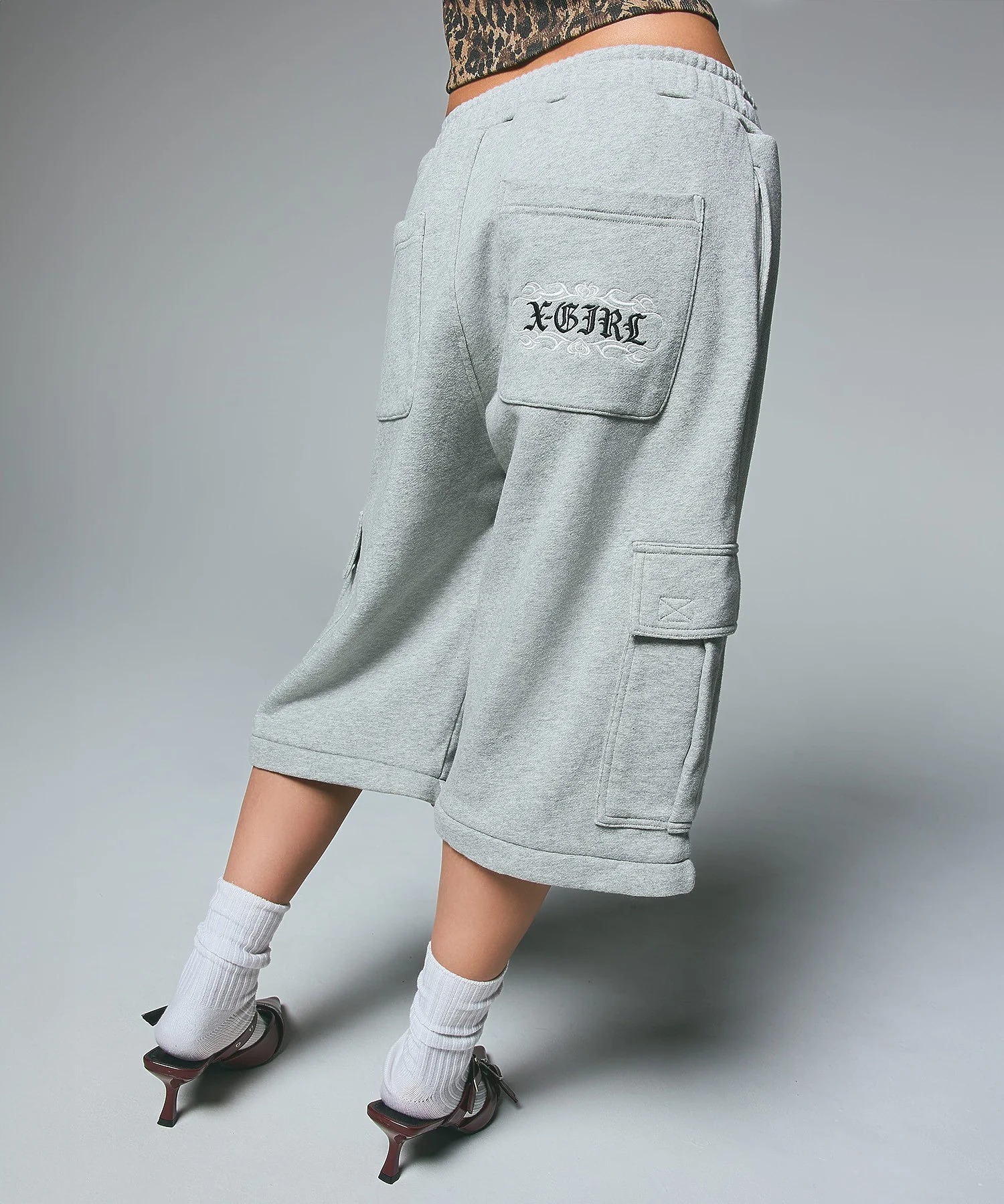 X-girl  2WAY WIDE LEG CARGO SWEAT PANTS