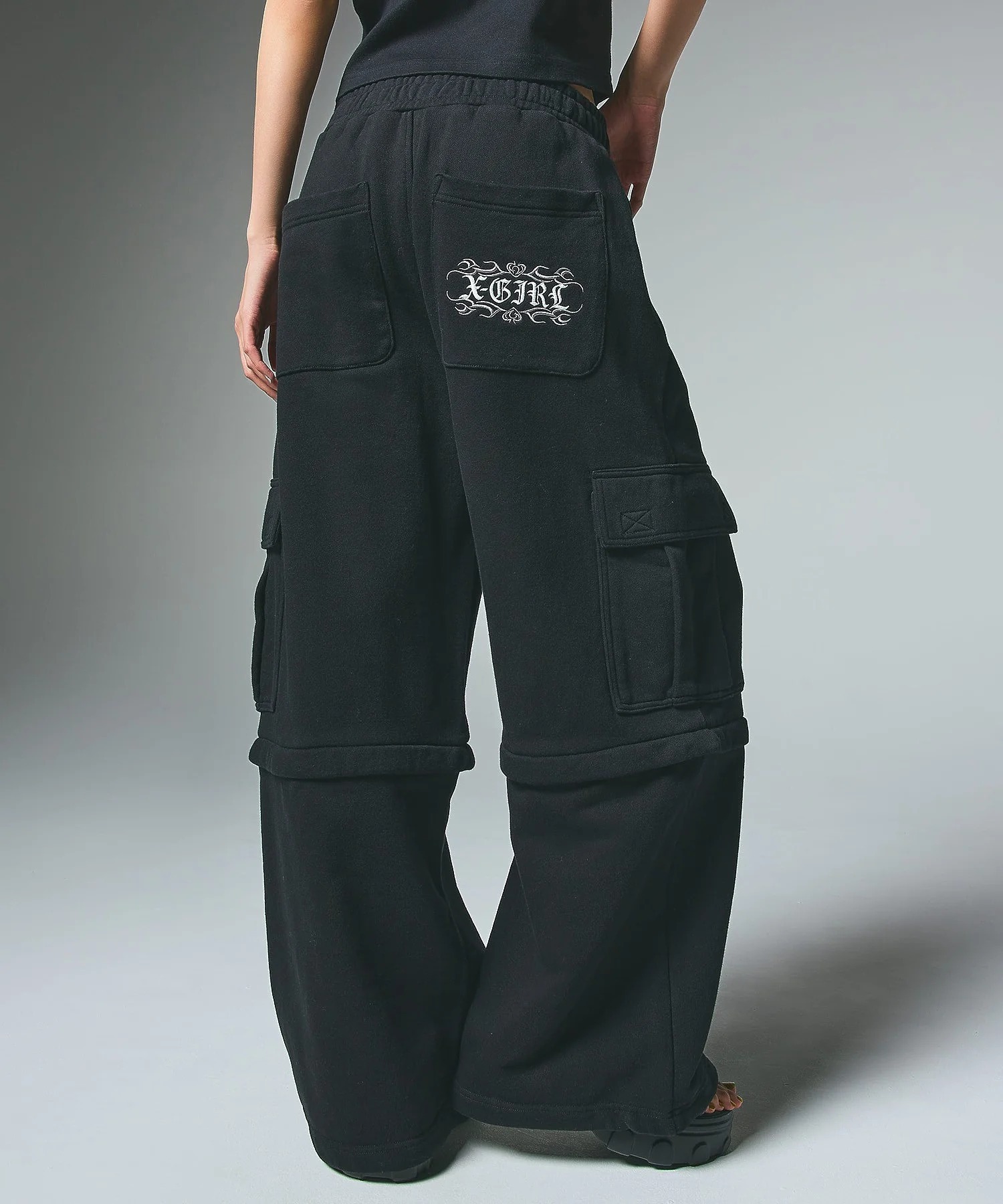 X-girl  2WAY WIDE LEG CARGO SWEAT PANTS