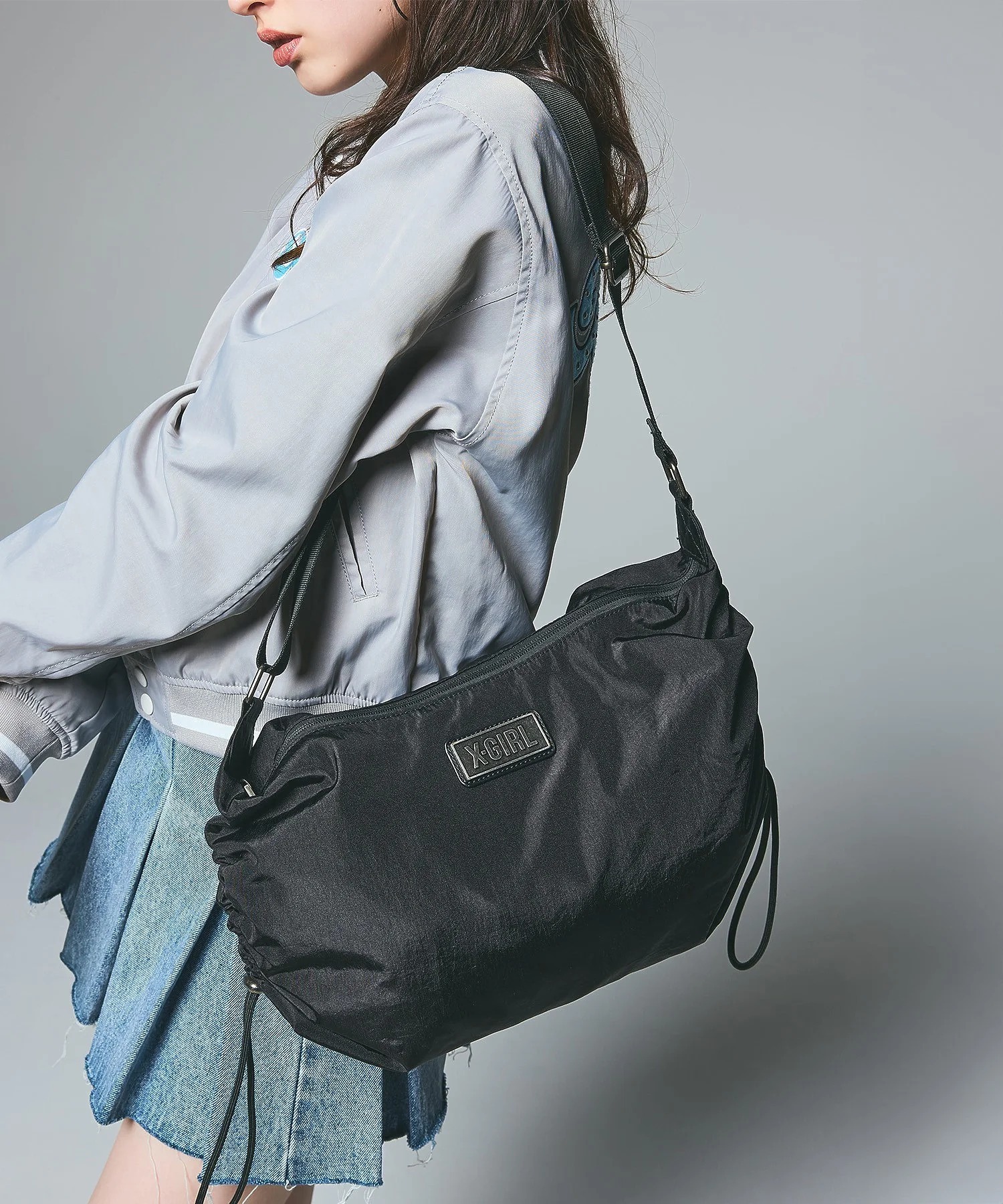 X-girl  SIDE DRAWSTRING BAG