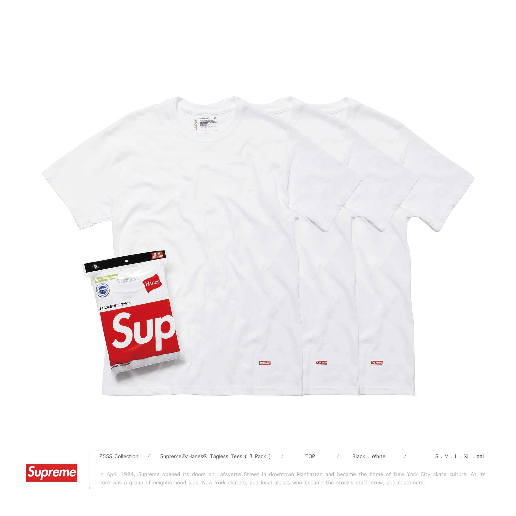 [ 預約販売 ] Supreme®/ Hanes® Tagless Tees ( 3 Pack )