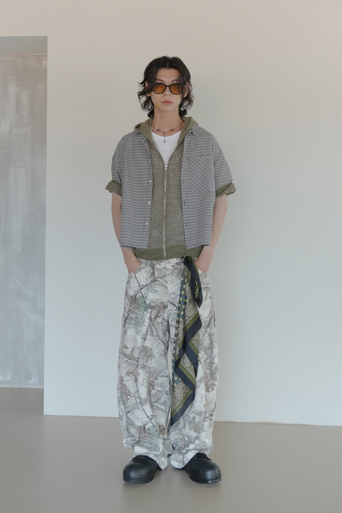 Seersucker Cropped Short Sleeve Shirt #襯衫