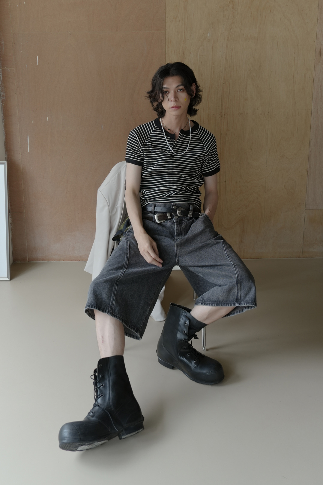 Striped Ribbed Henley Ringer Tee #上衣