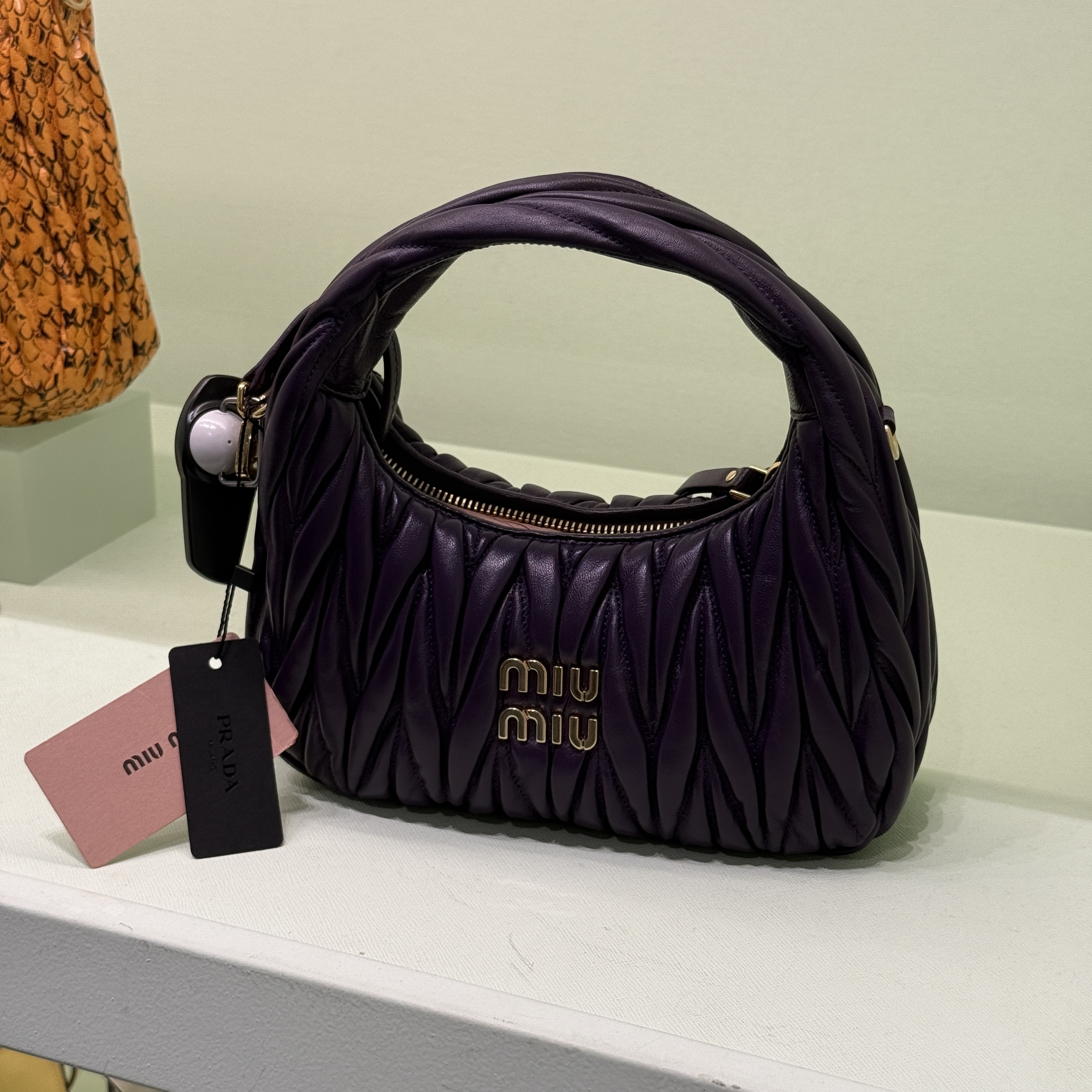 Miumiu Wander matelassé nappa leather hobo bag Purple 5BC125