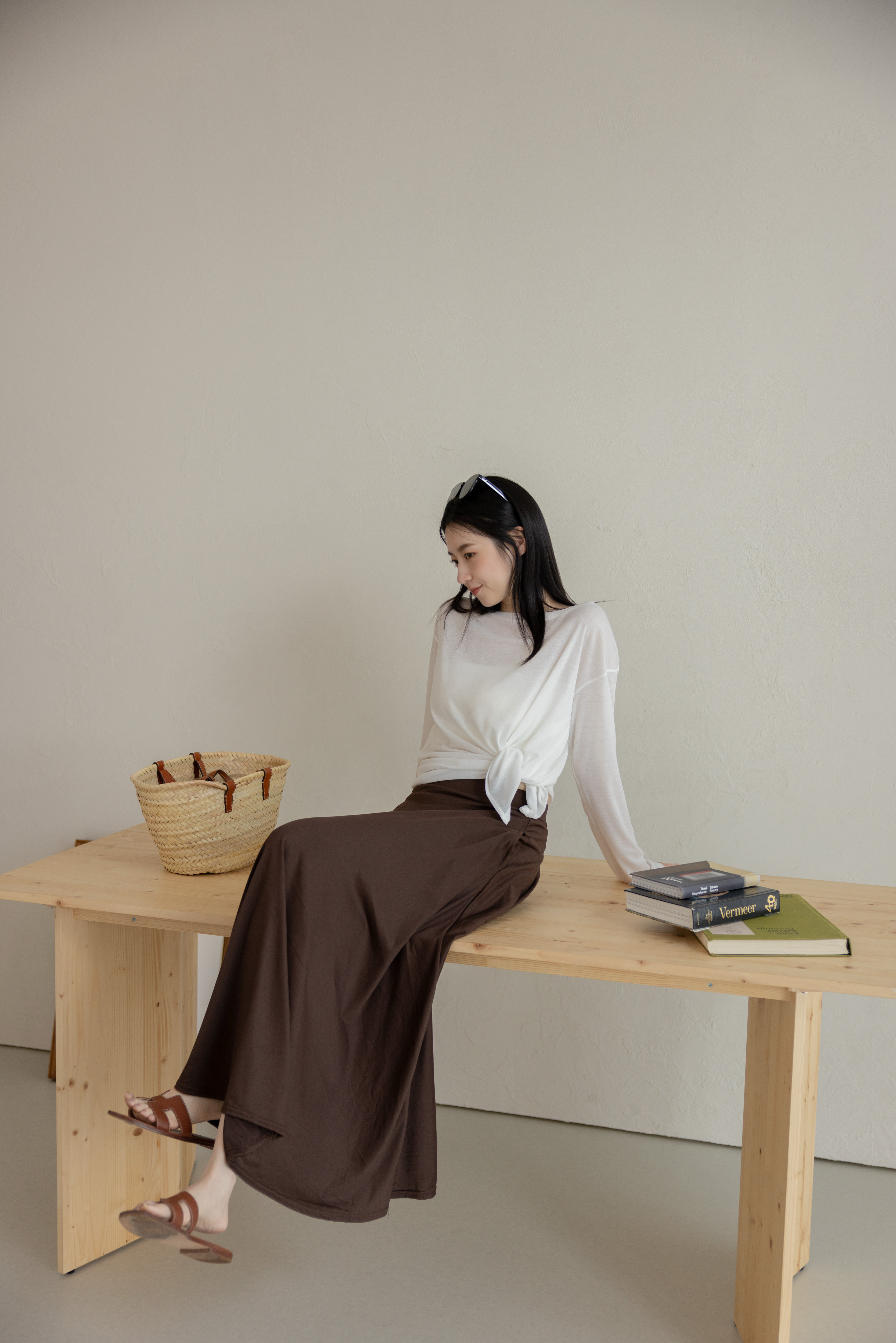 小心機顯瘦散擺長裙-深咖