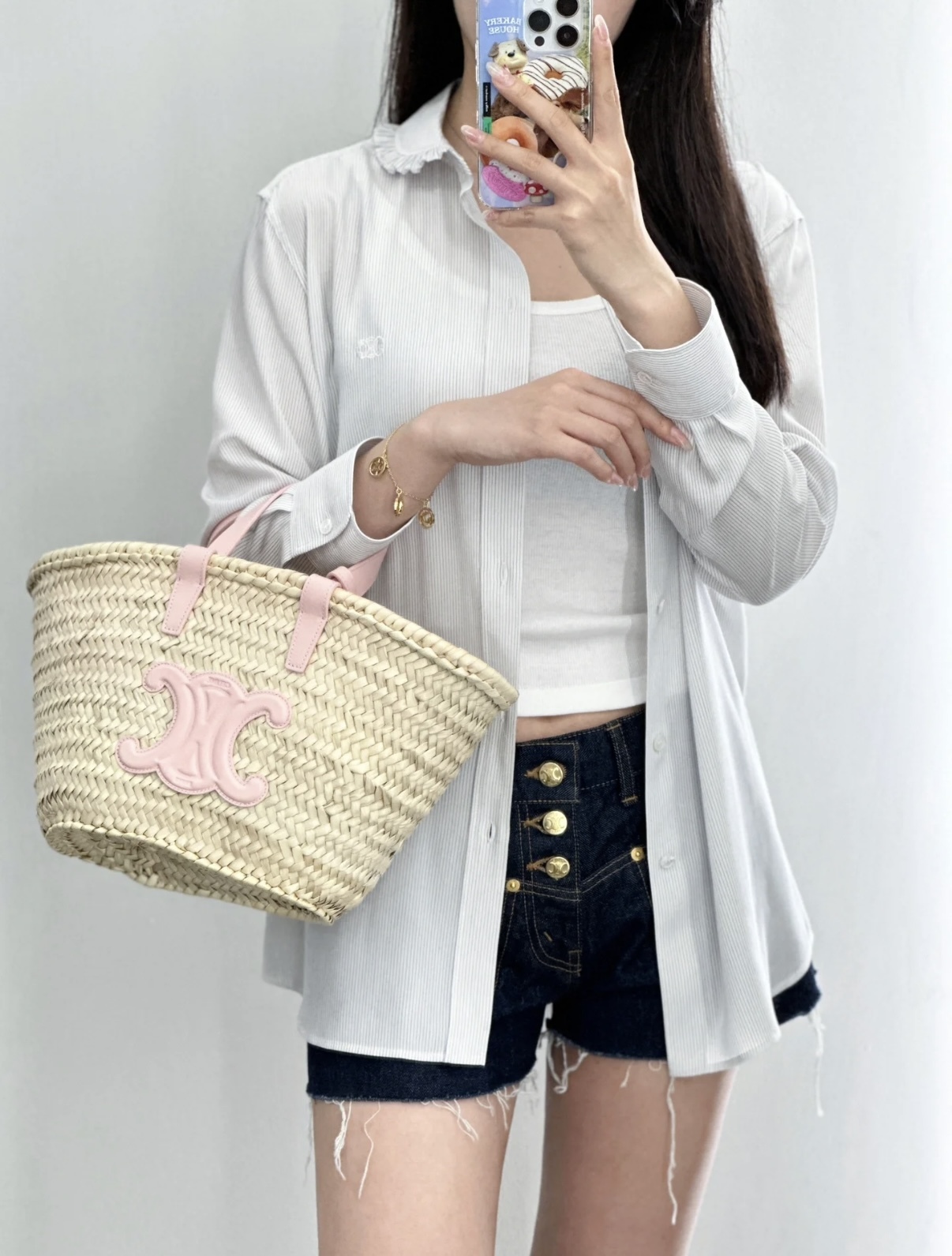 CELINE Teen Triomphe 草編 菜籃子
