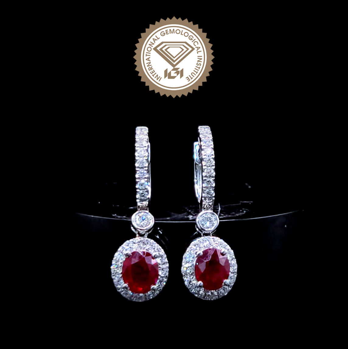 18K White Gold 1.58ct Ruby and Diamond Earring