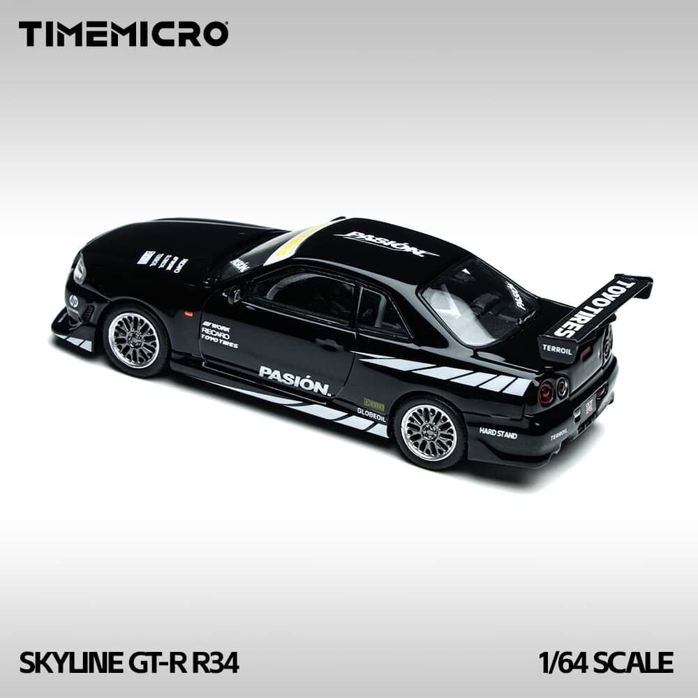 預訂:1/64 Time Micro  Nissan Skyline GT-R R34 Pasion Black (TM800504 )