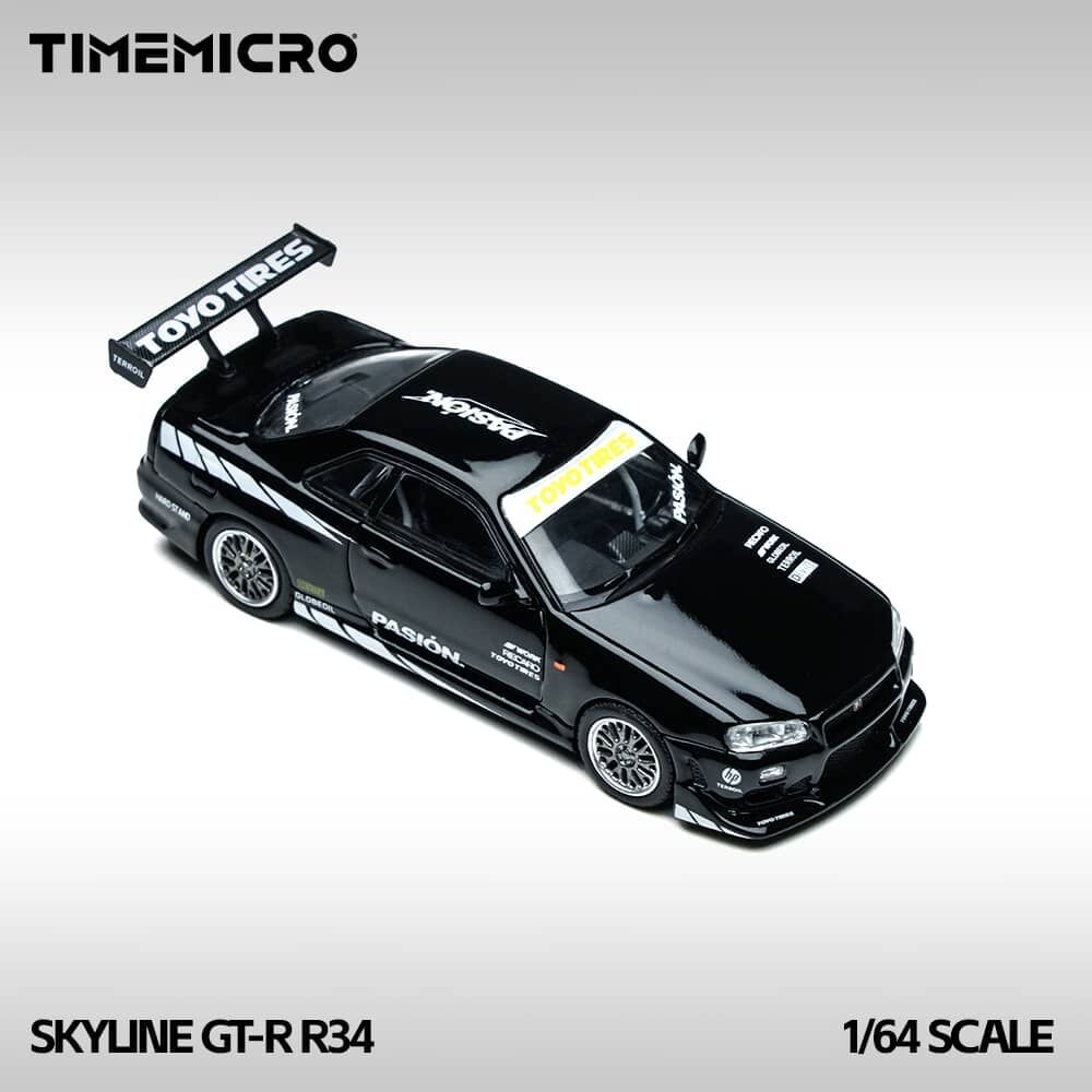 預訂:1/64 Time Micro  Nissan Skyline GT-R R34 Pasion Black (TM800504 )