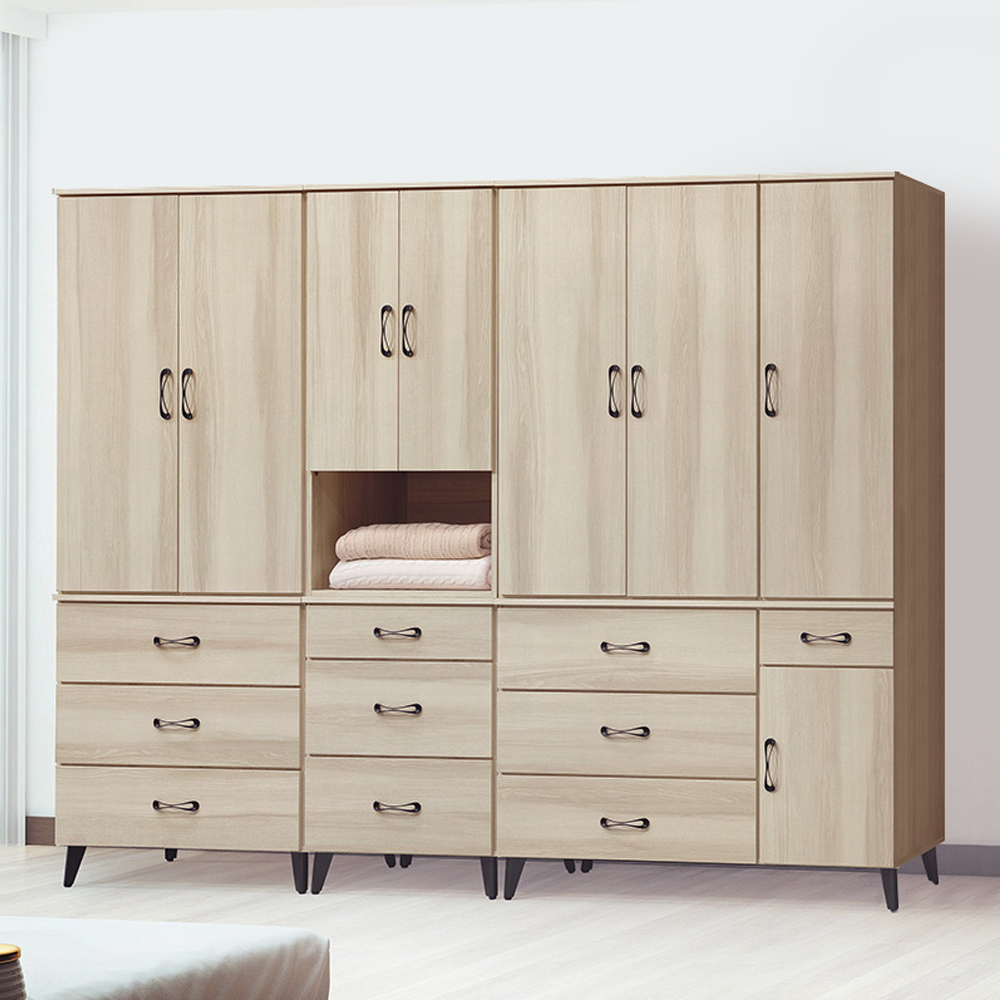 美娜8.7尺多功能收納衣櫃組合(單吊+二門三抽+雙吊)