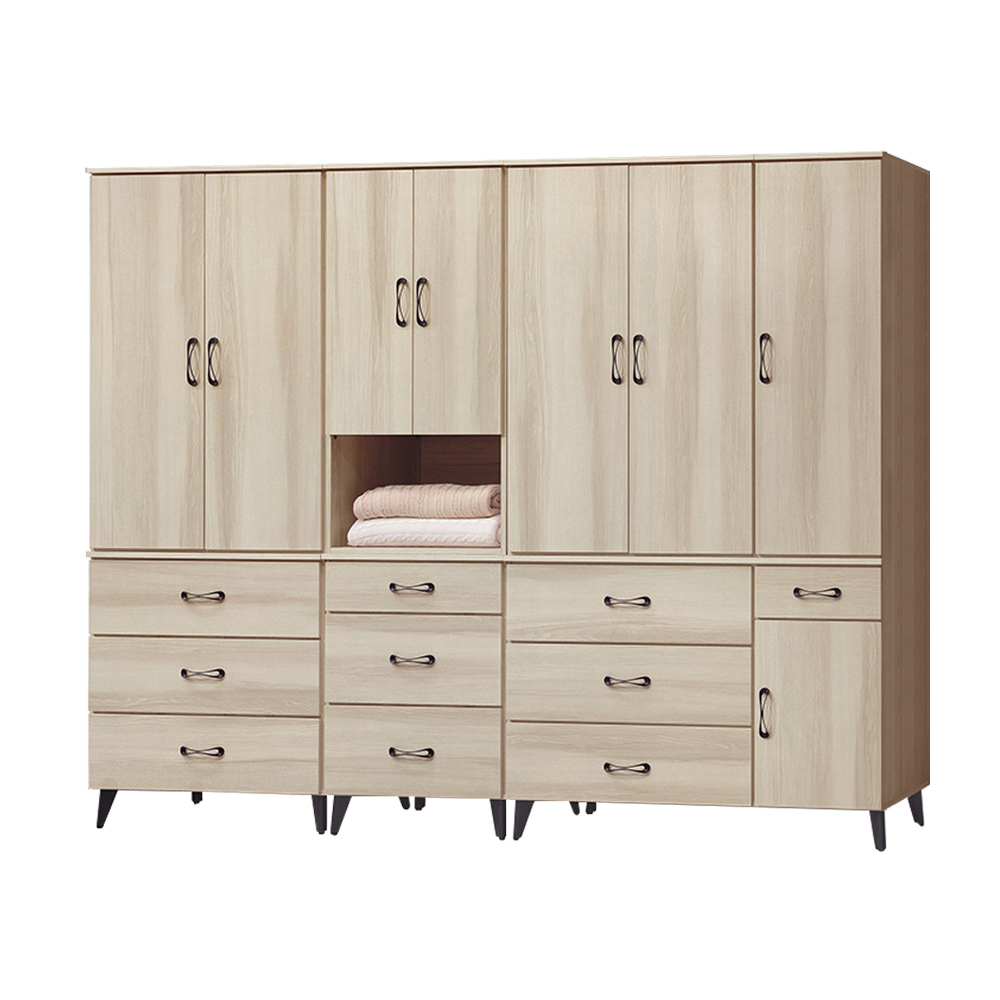 美娜8.7尺多功能收納衣櫃組合(單吊+二門三抽+雙吊)