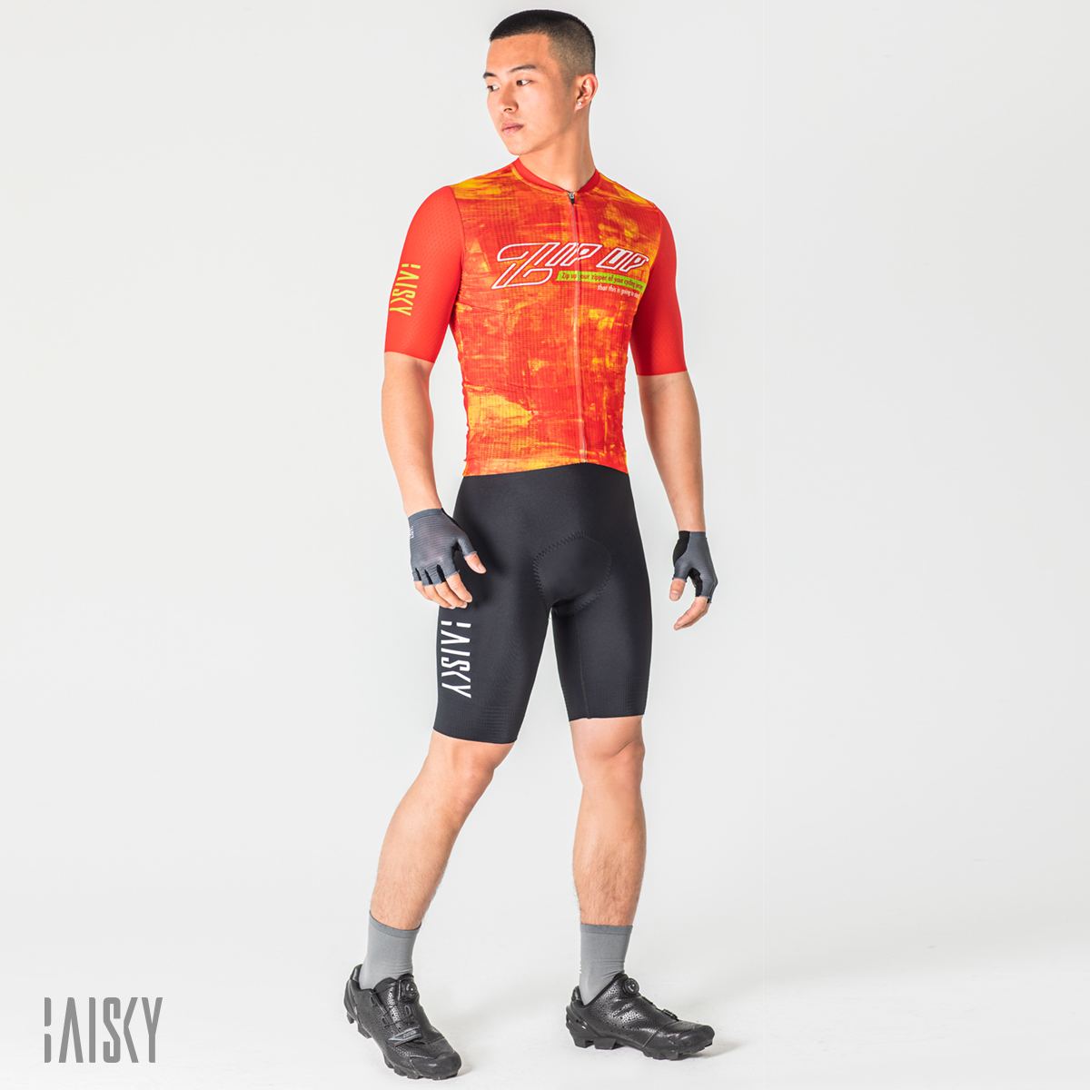 男款空力短車衣 赤焰 橘