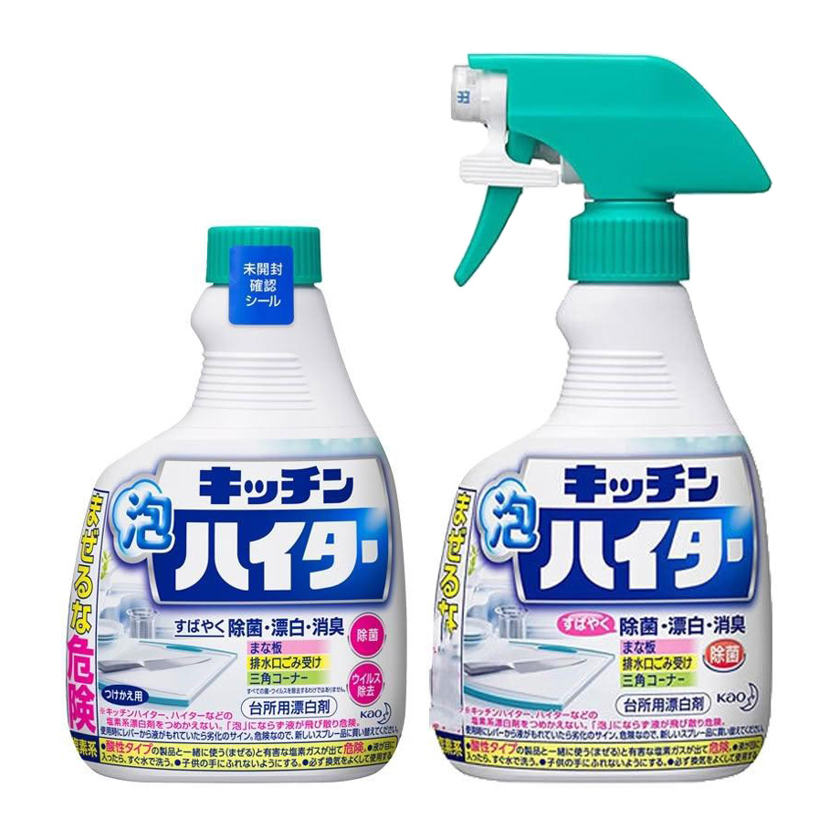 日本花王 KAO 廚房泡沫清潔劑 漂白劑 400ml+補充瓶400ml