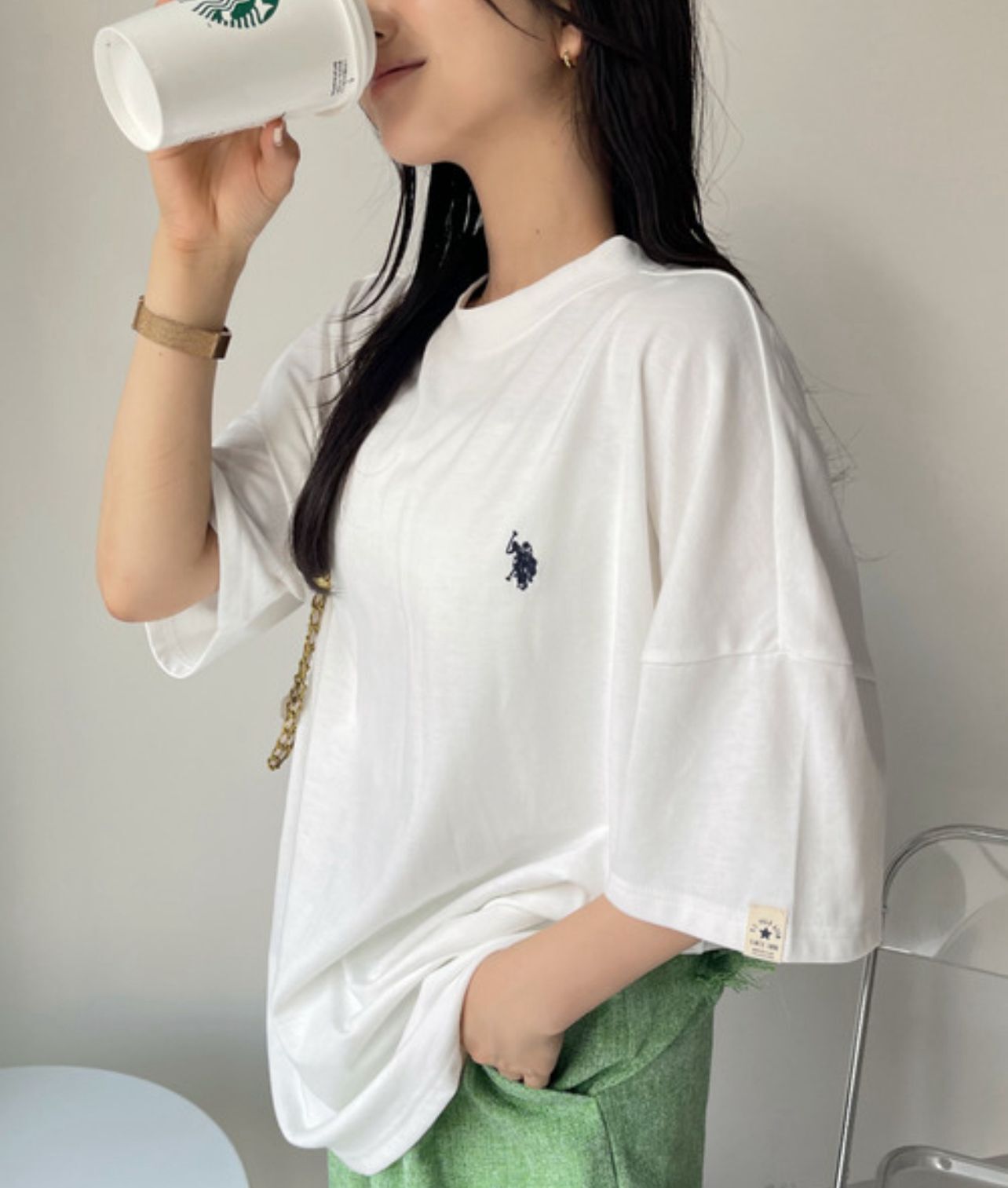 【預購】JN080802 U.S. POLO ASSN. 寬鬆短袖上衣(FREE SIZE)