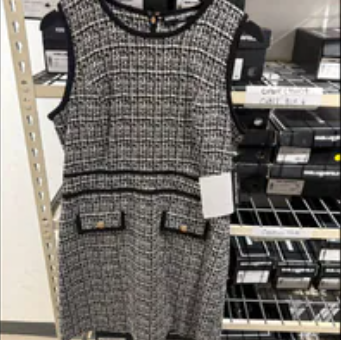 [S] KARL LAGERFELD BLACK/SOFT WHITE KNIT TWEED LADY DRESS, LD5JBD22-XSF (SKL1344)