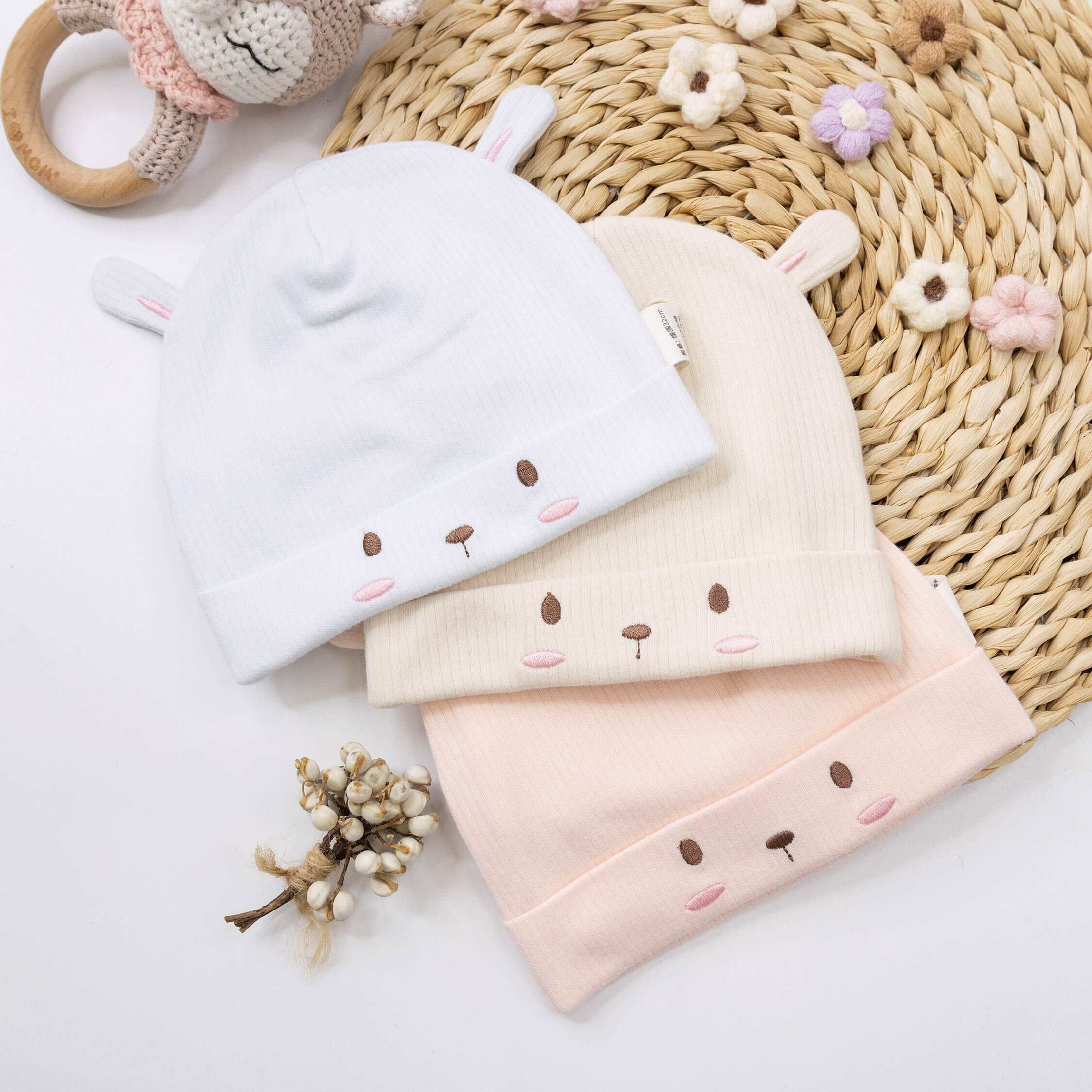 【JA1544】坑條紋動物雙層寶寶帽＊三色